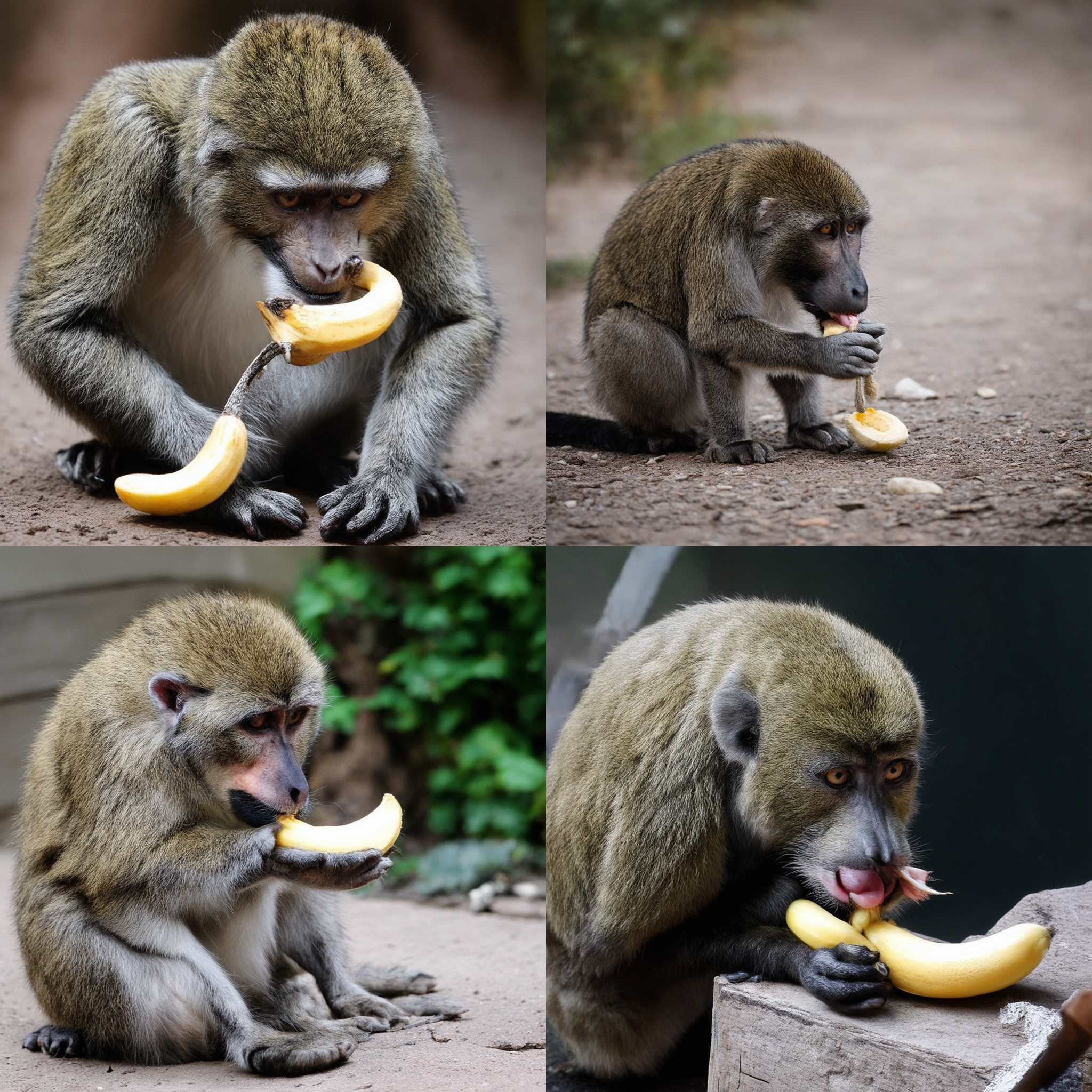 A monkey eating a banana