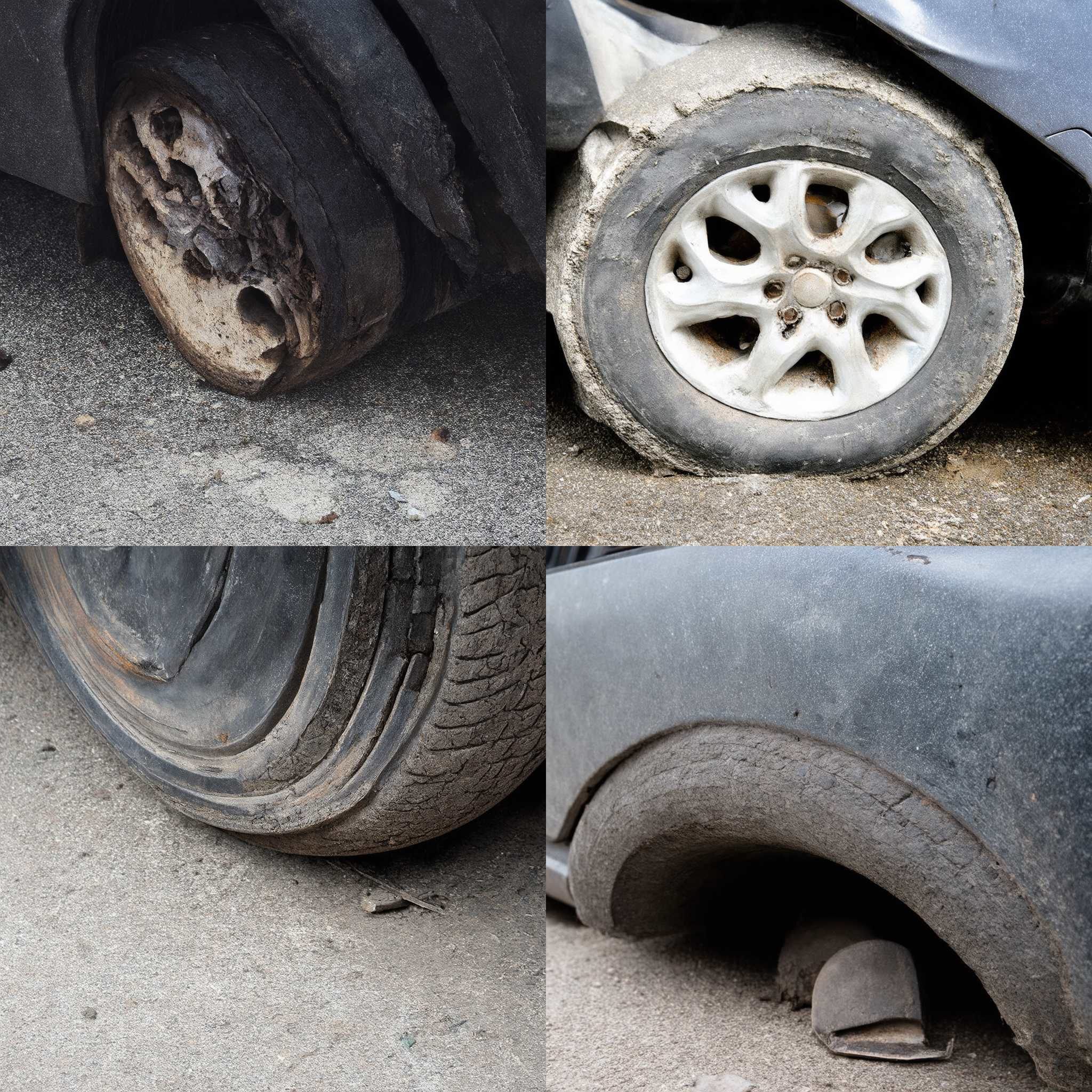 A punctured car tire