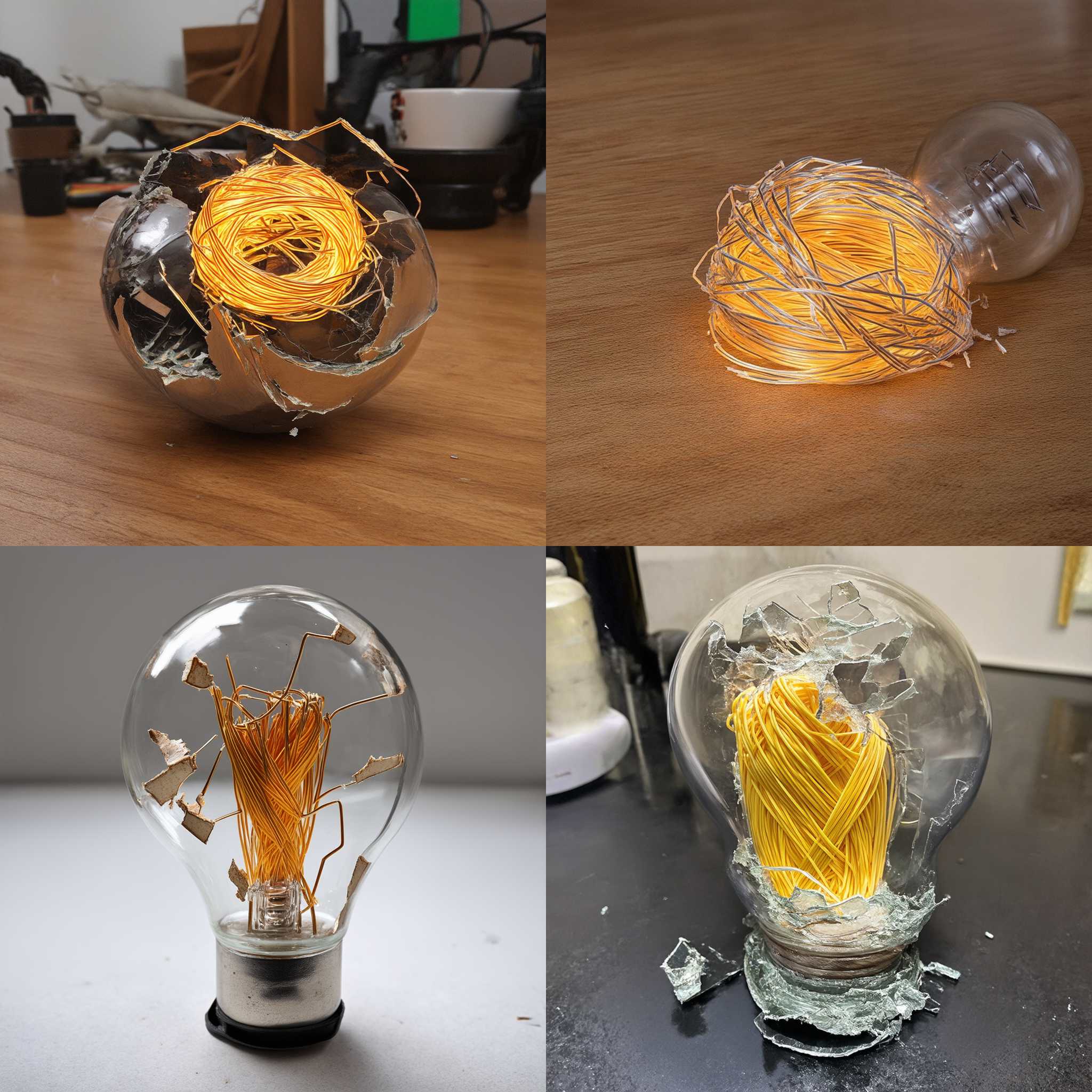 A lightbulb that's on but the filament's broken