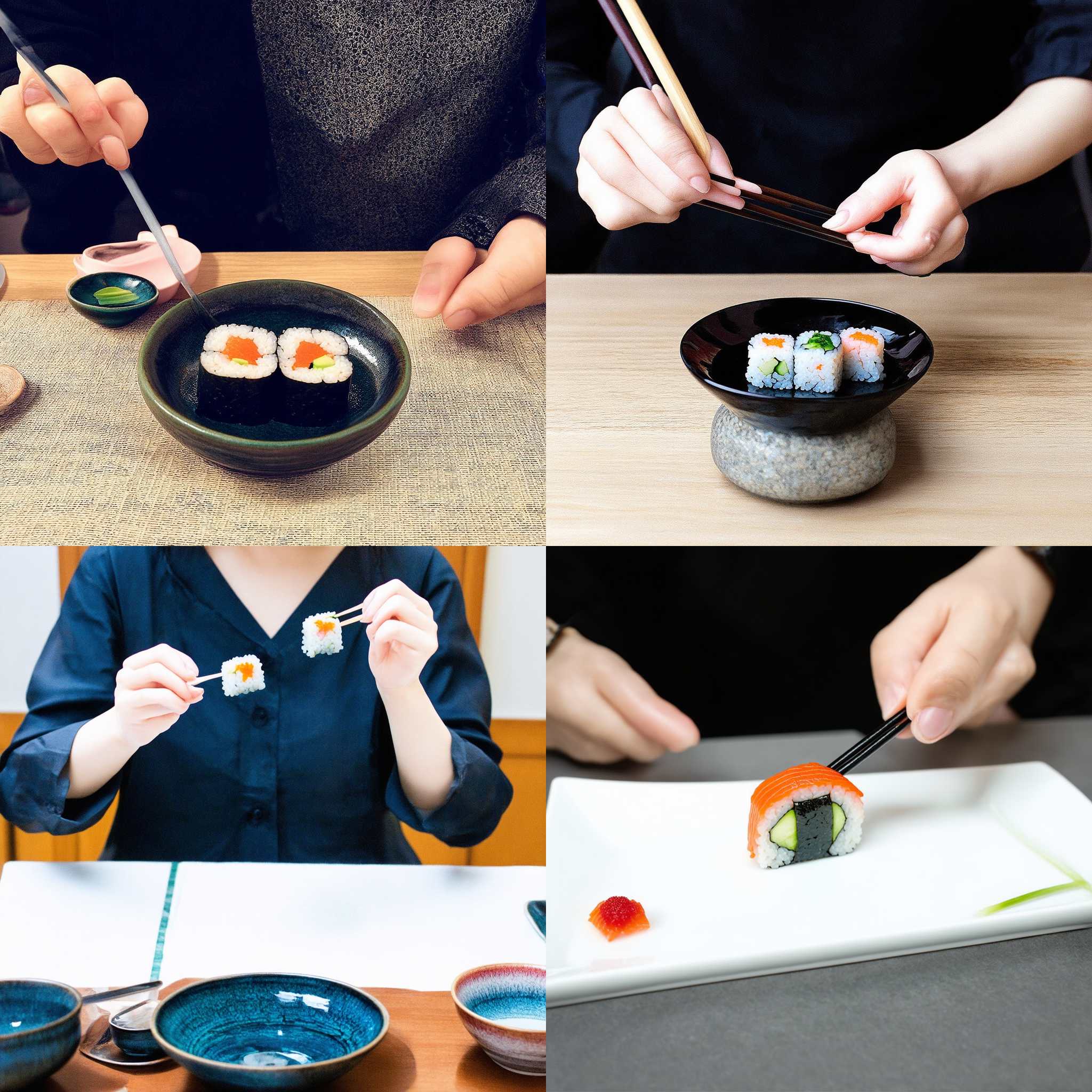 A person eating sushi