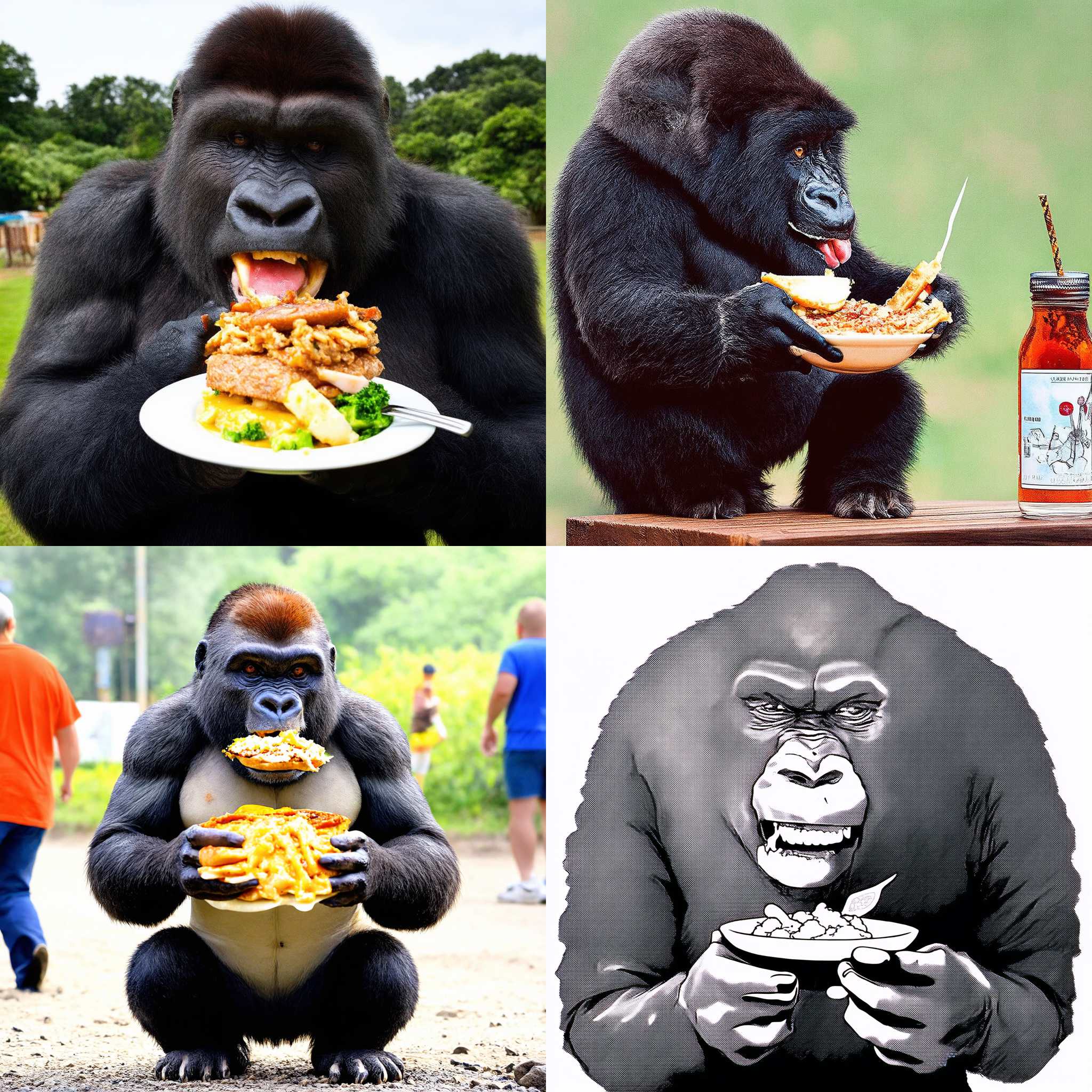 An eating gorilla