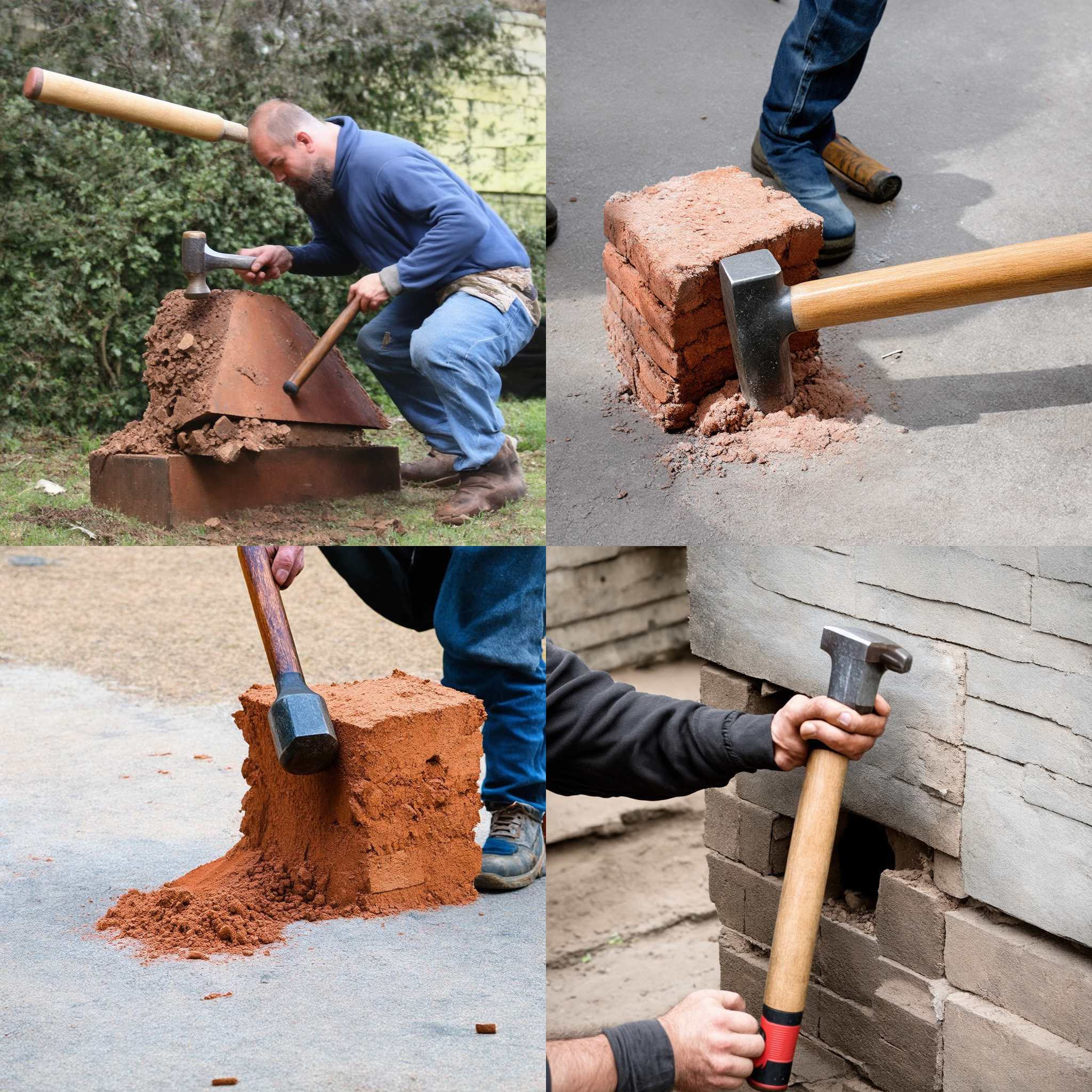 A brick hit with a sledgehammer