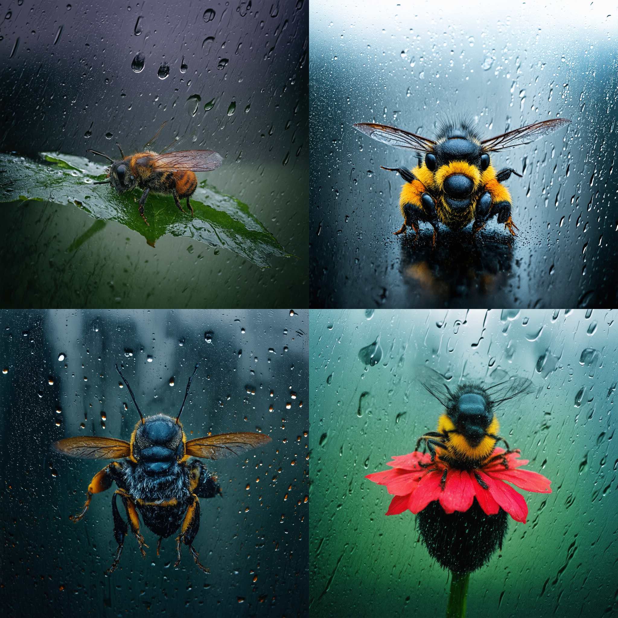 A bee on a rainy day