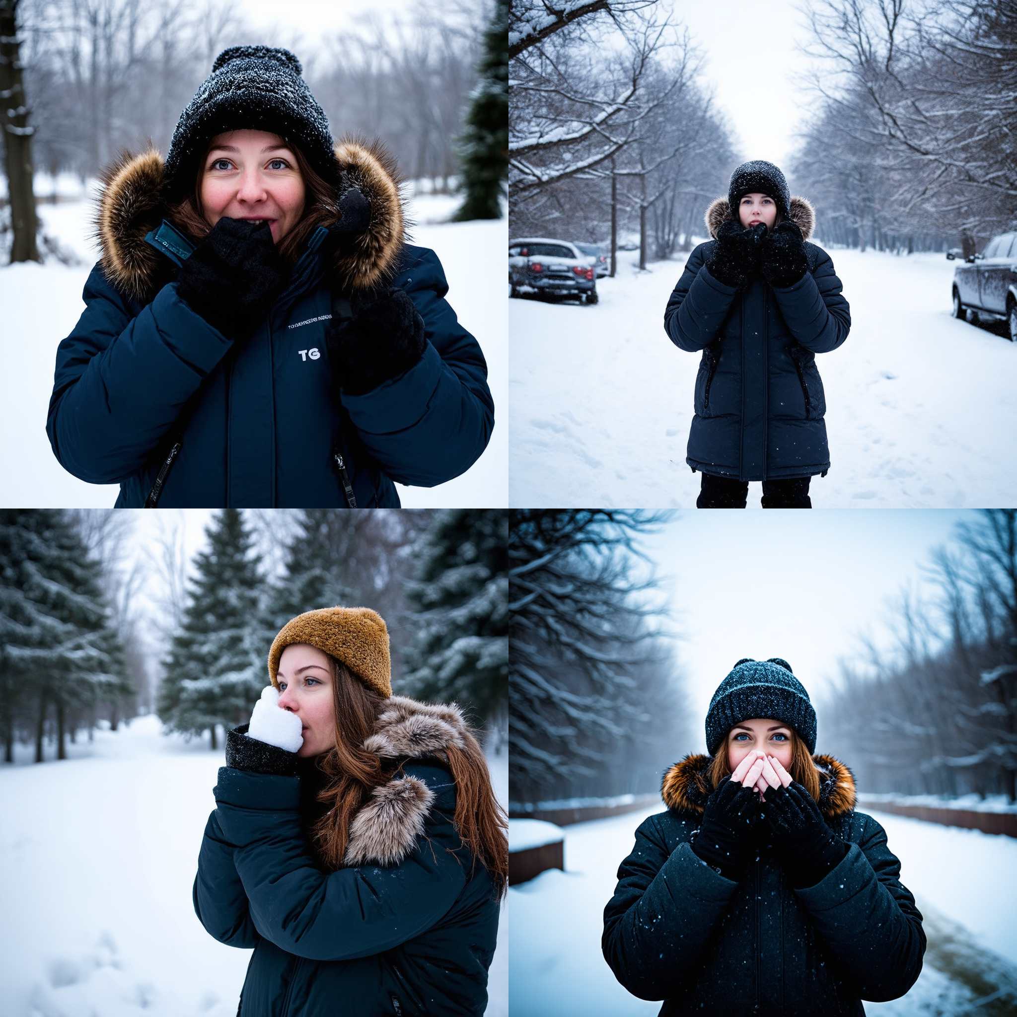 A person exhaling on a freezing winter day