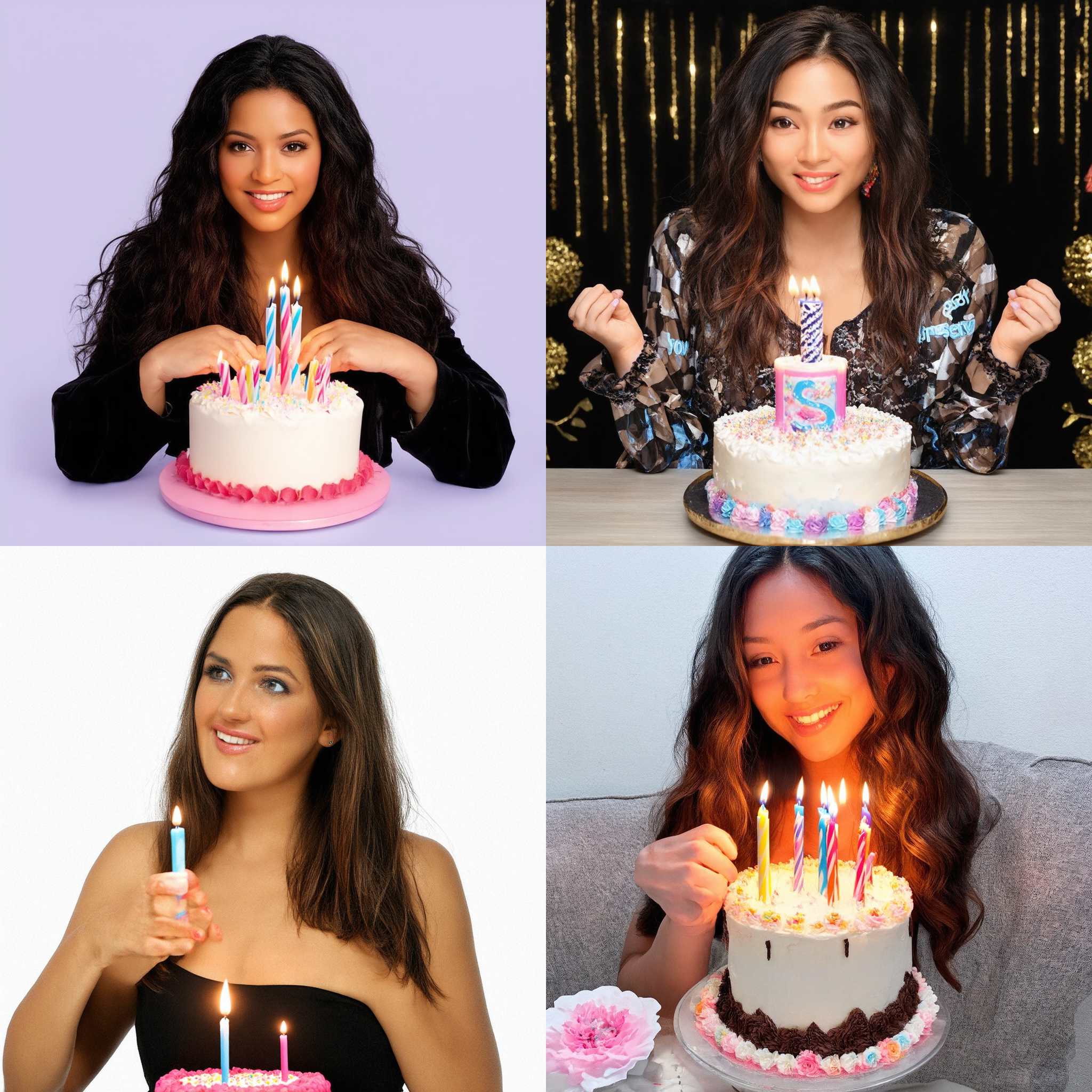 A person eating a cake on her birthday