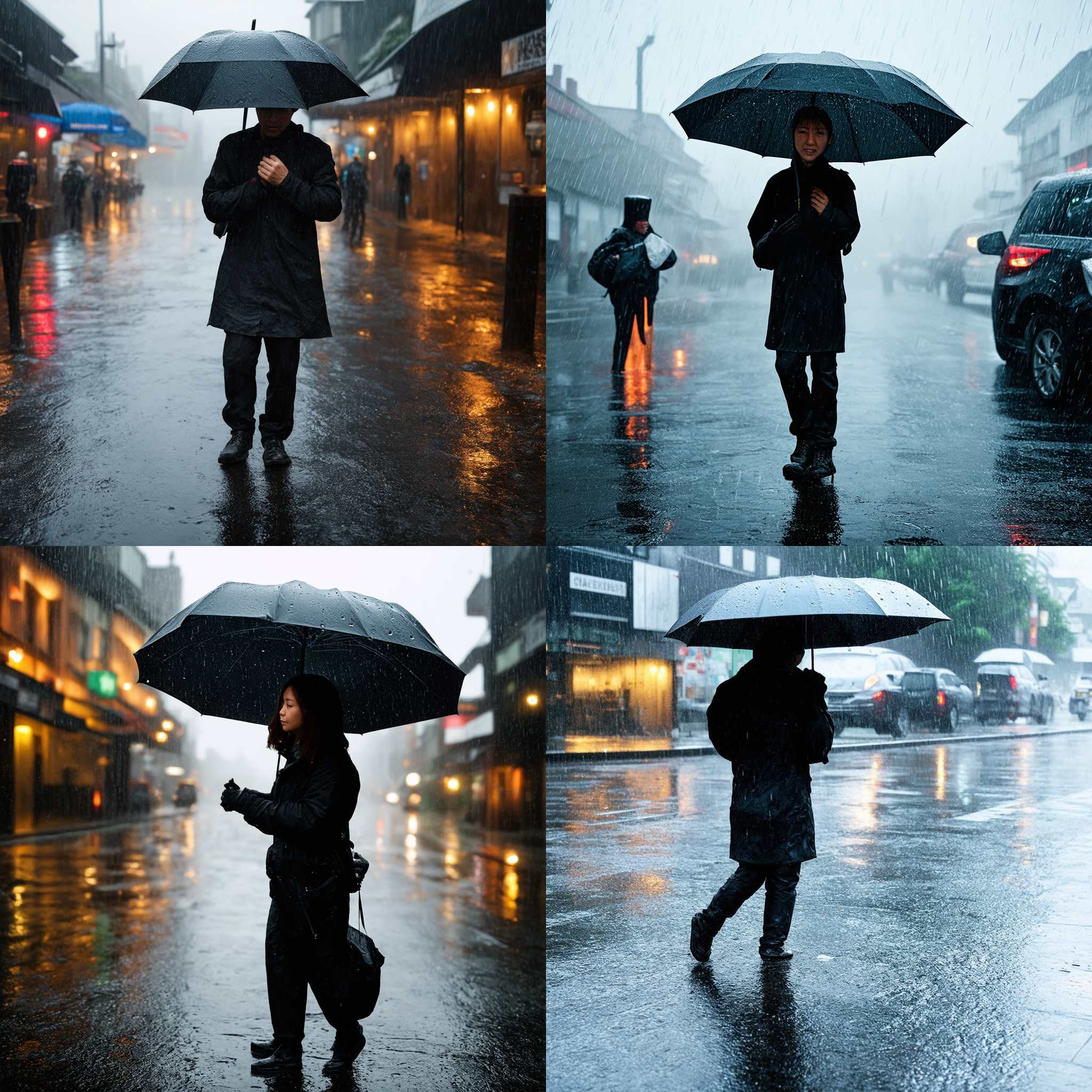 A pedestrian on a rainy day