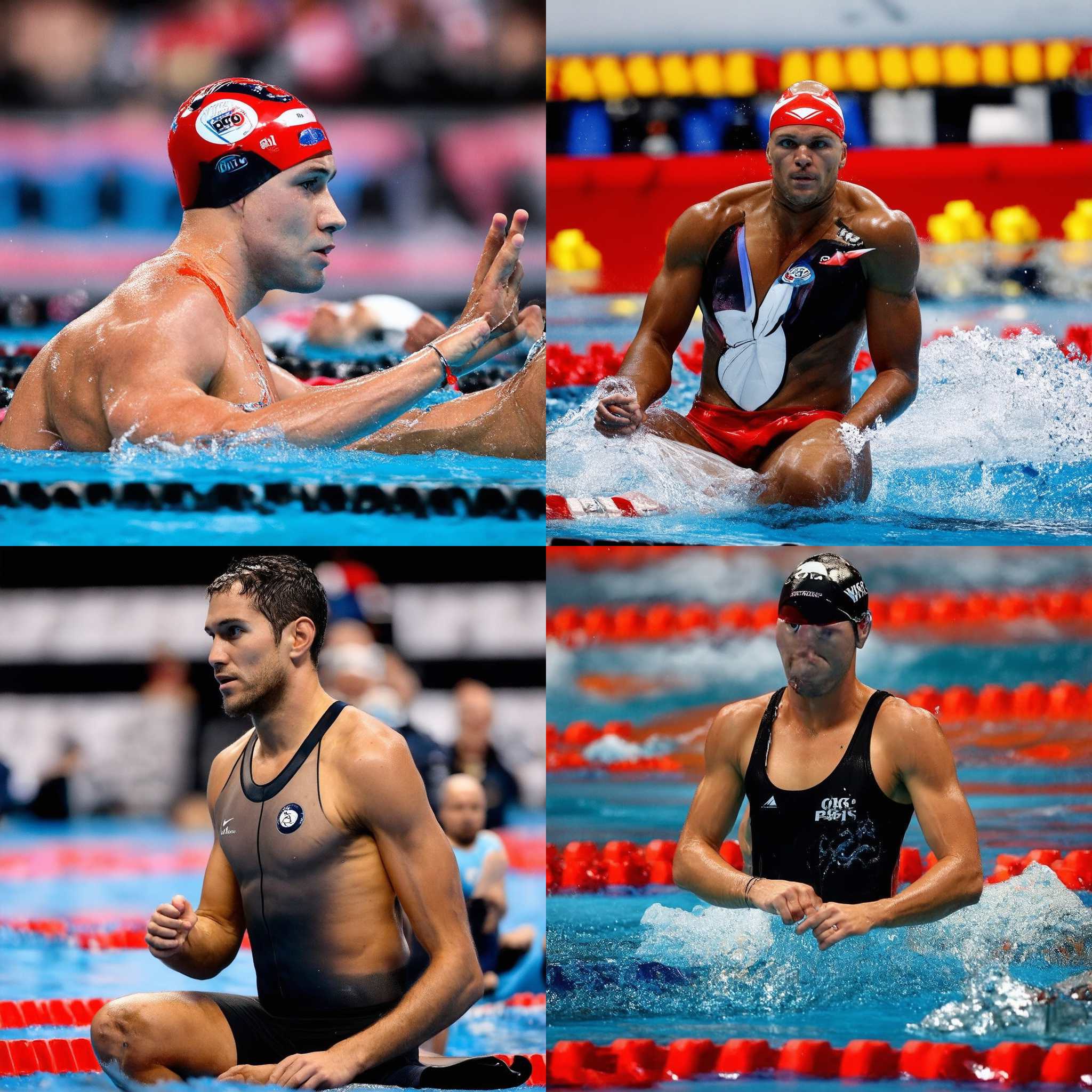 A swimmer waiting for the start signal during a competition