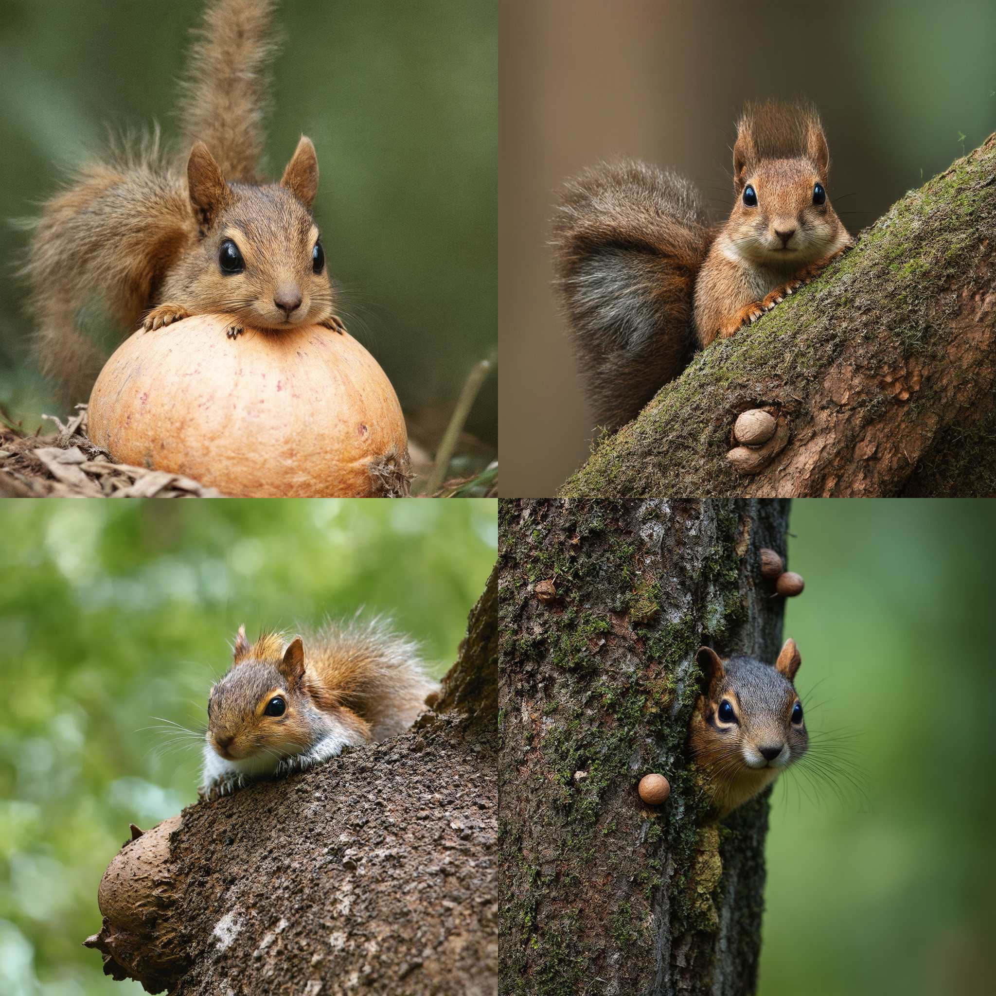 A squirrel hiding a nut