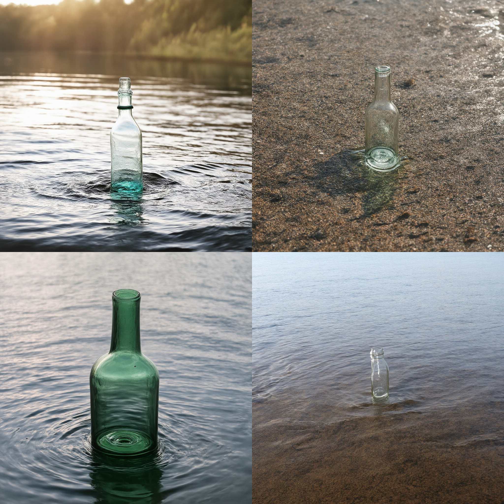 An empty bottle in water