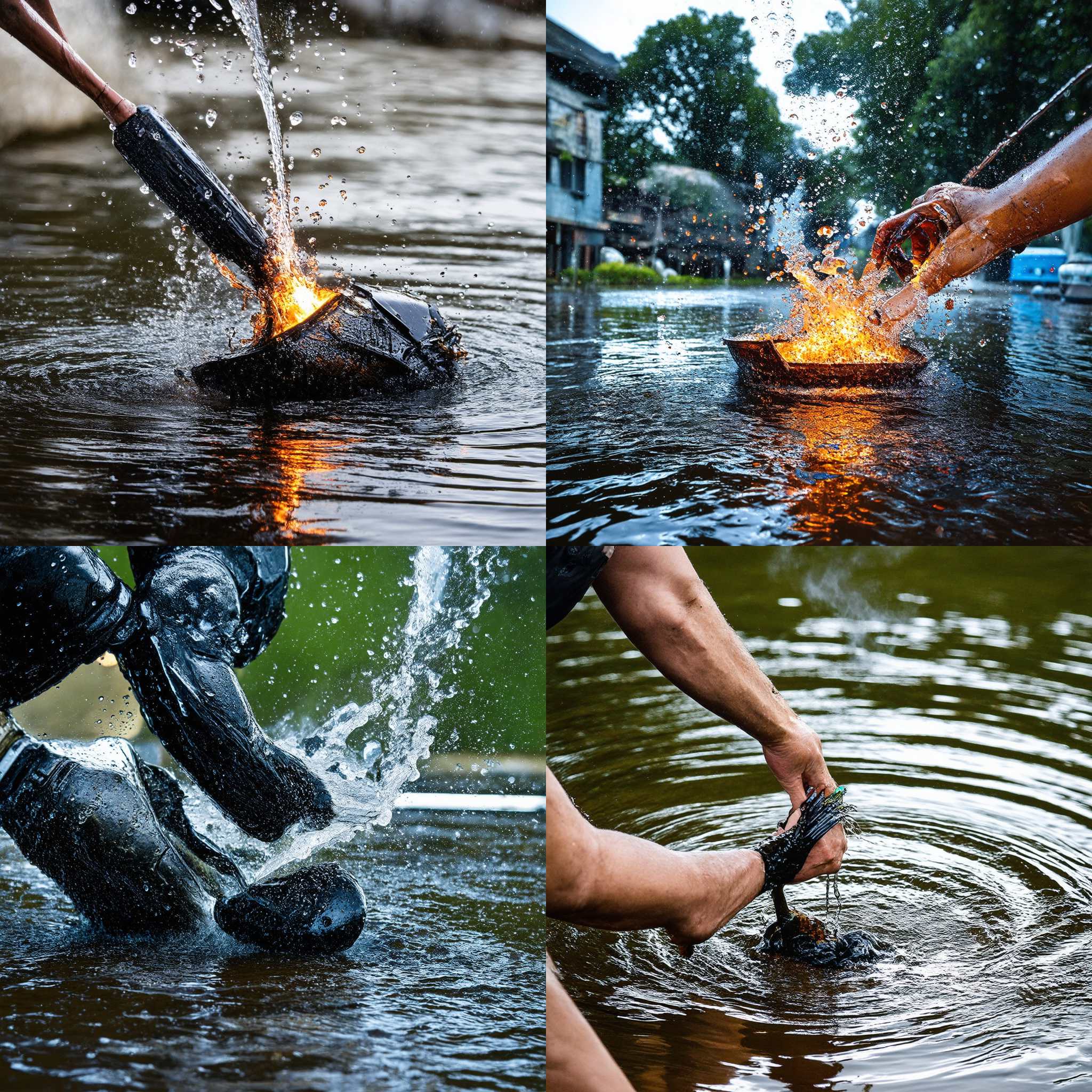 A person igniting a wet match