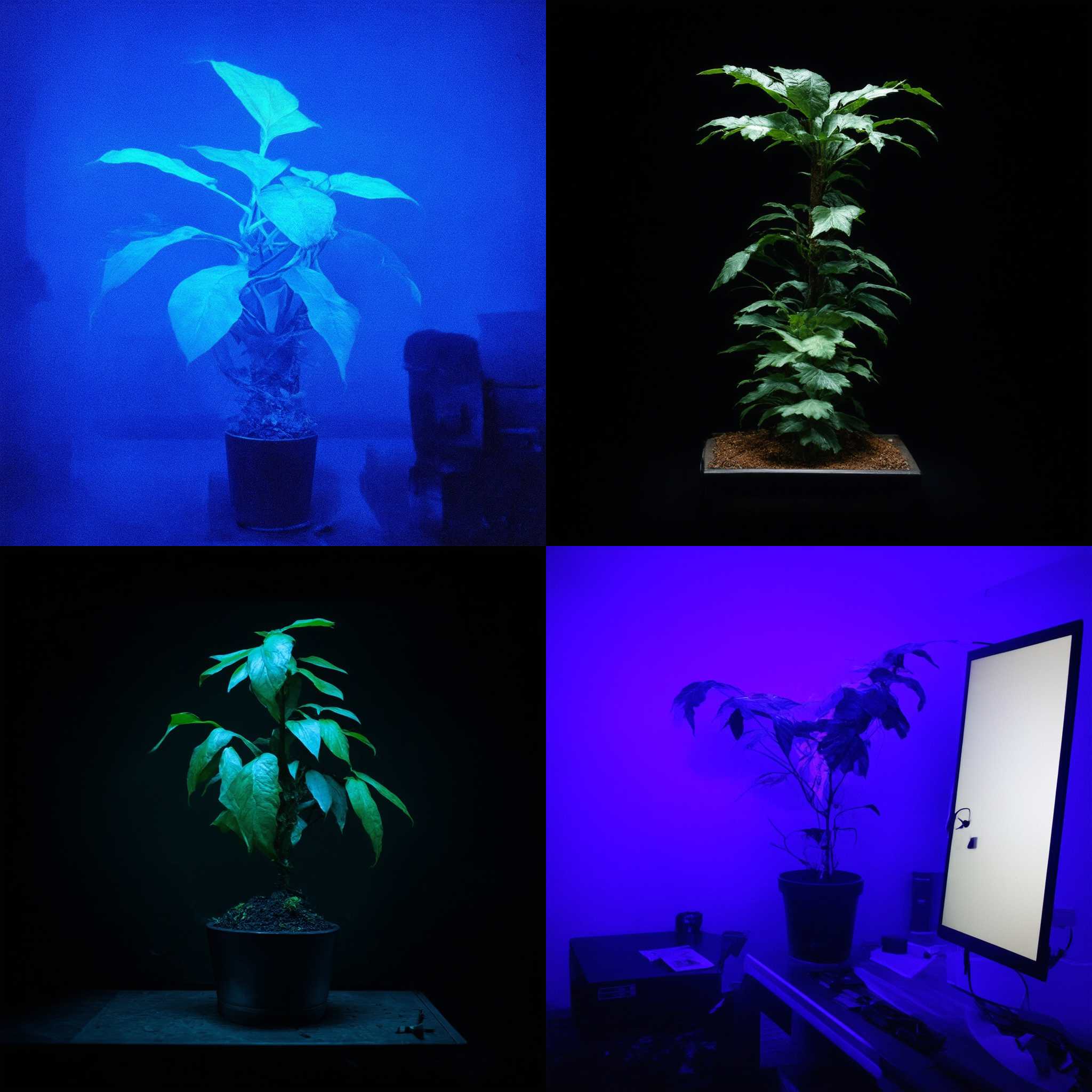 A potted plant kept in a dark room for a week