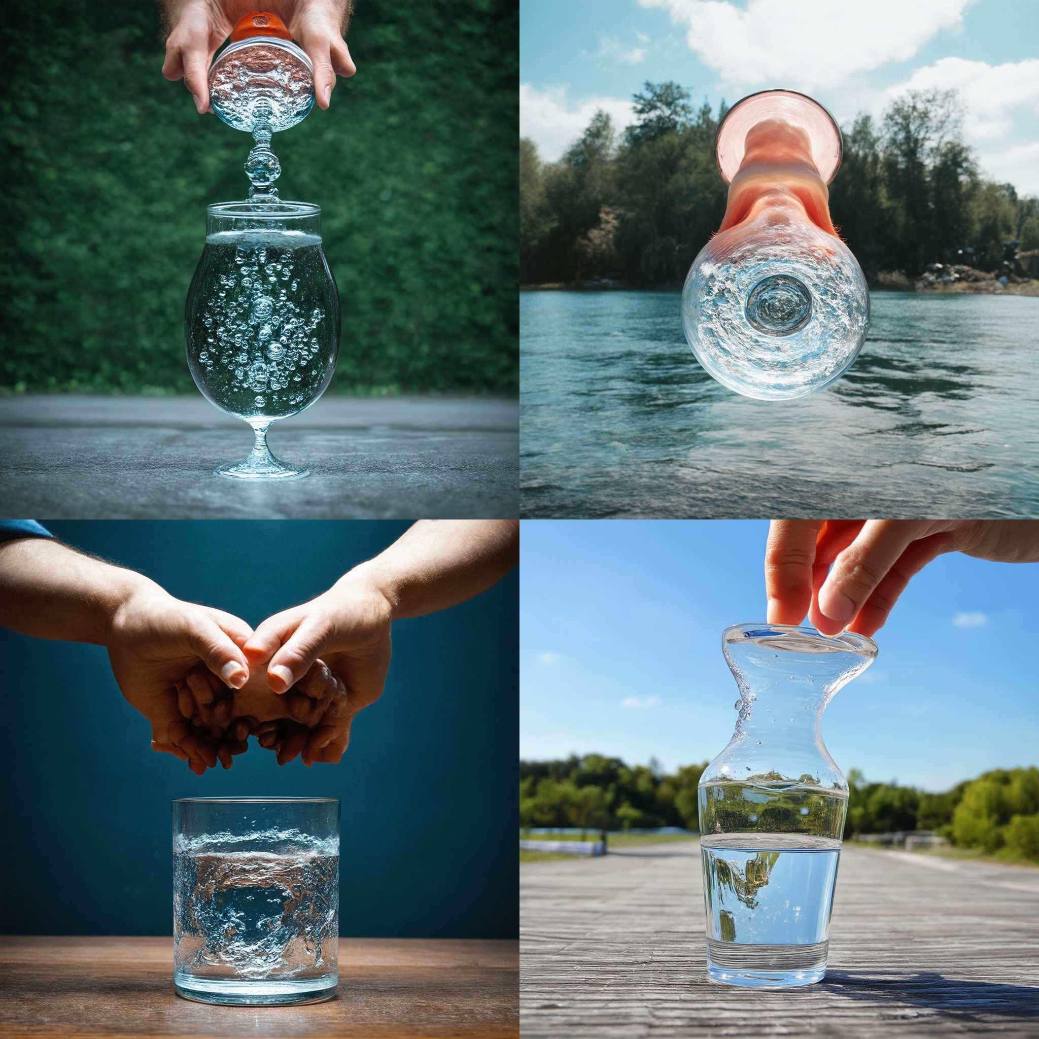 A glass of water held upside-down