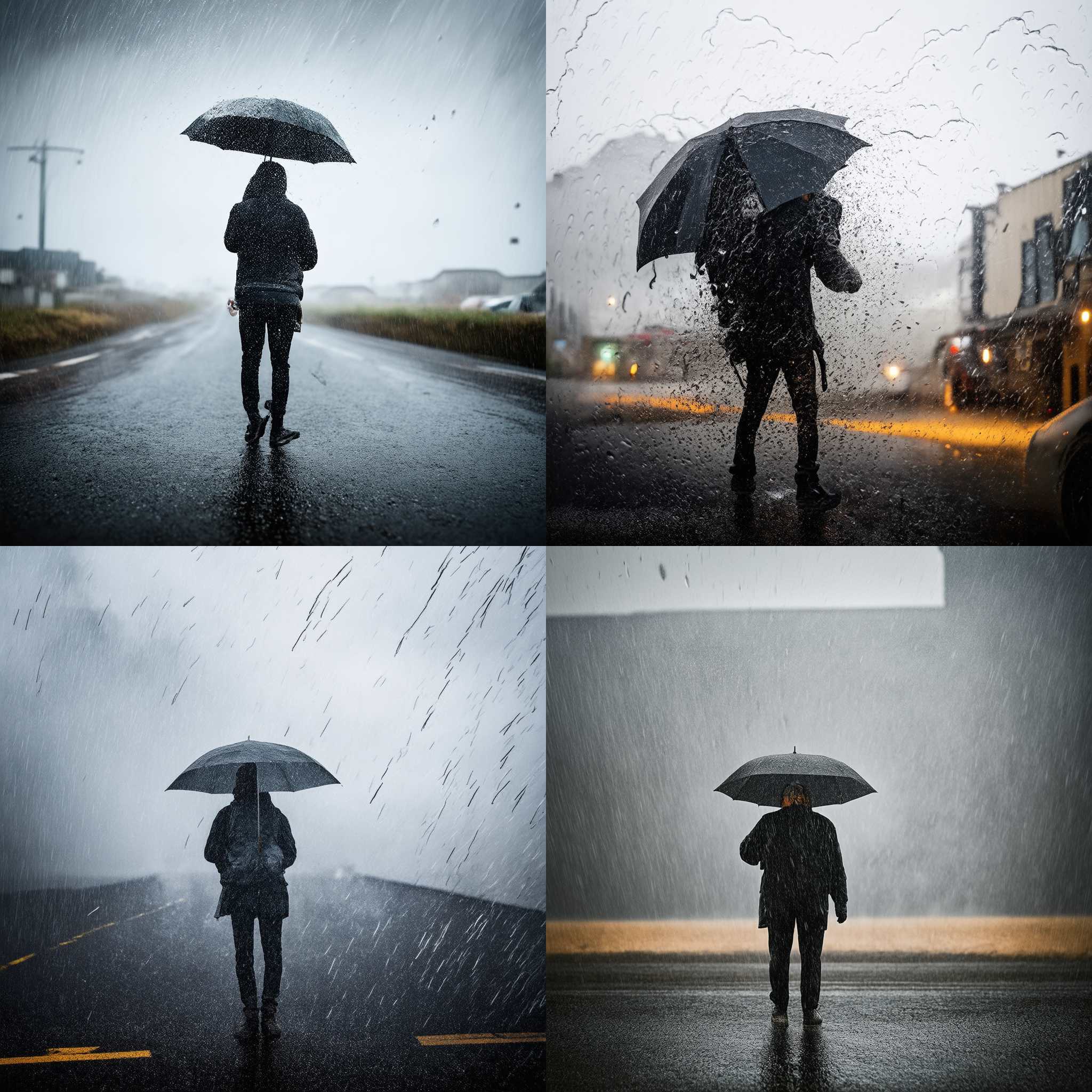 A person holding an umbrella in a windstorm