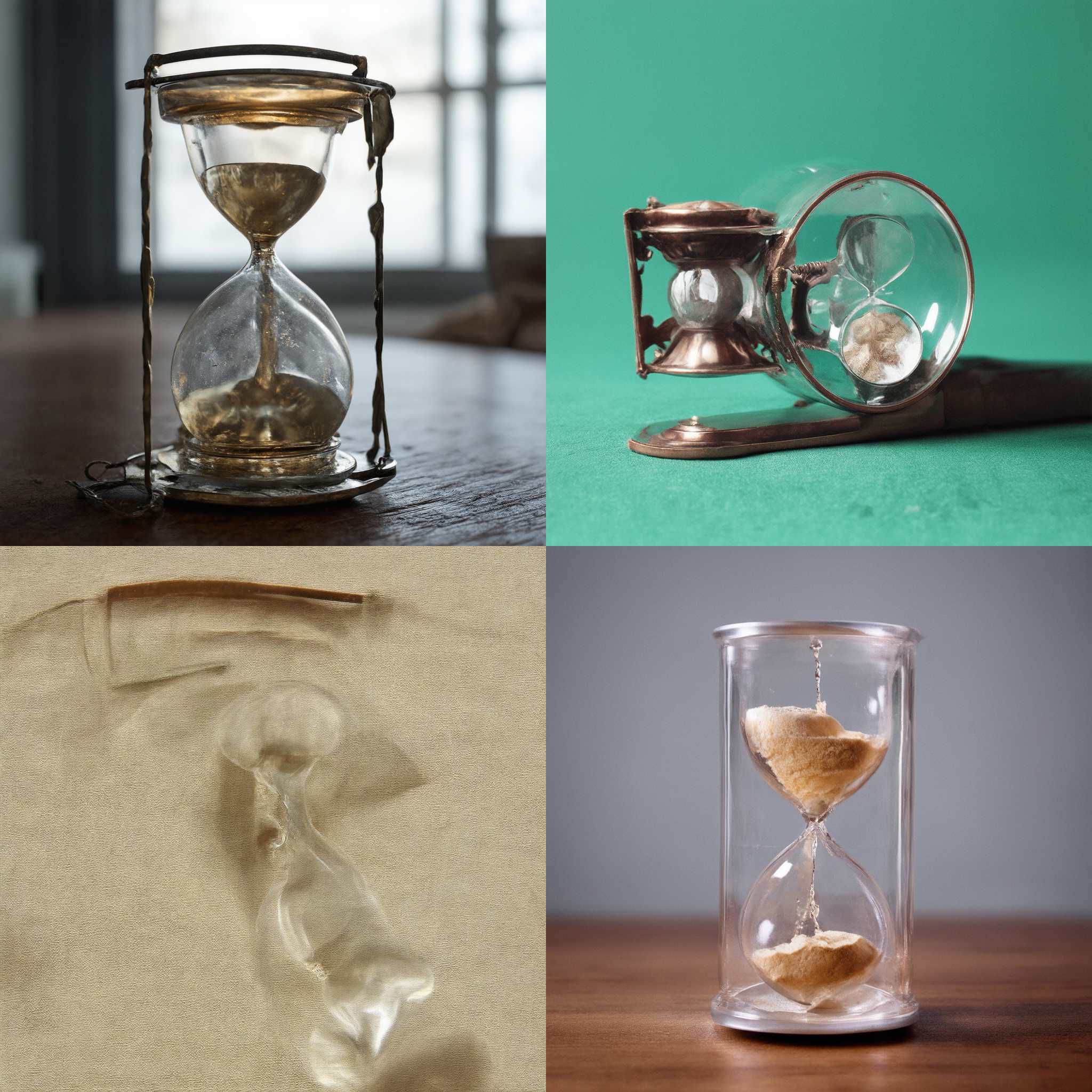 An hourglass just finishing its counting