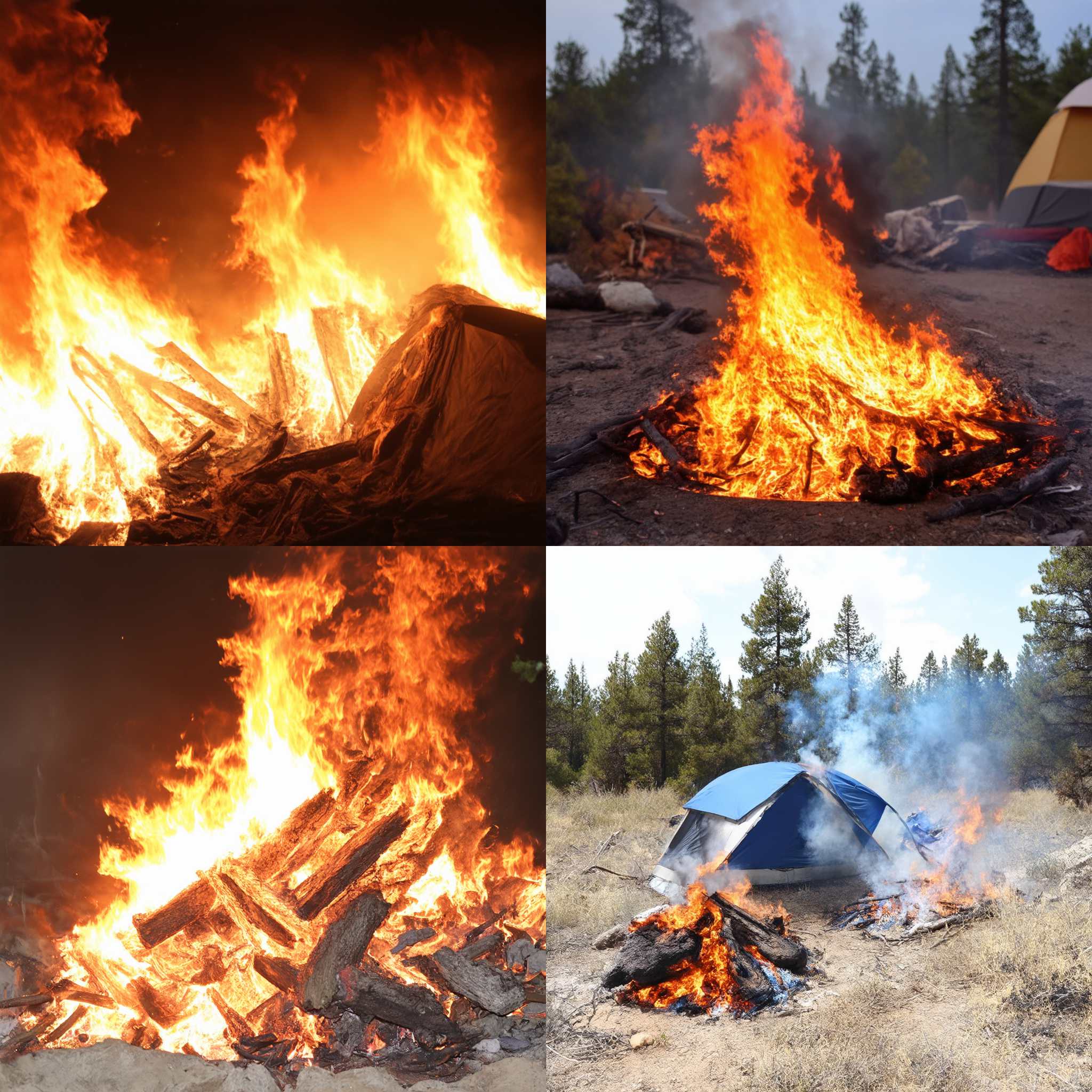 A campsite during a fire ban at night