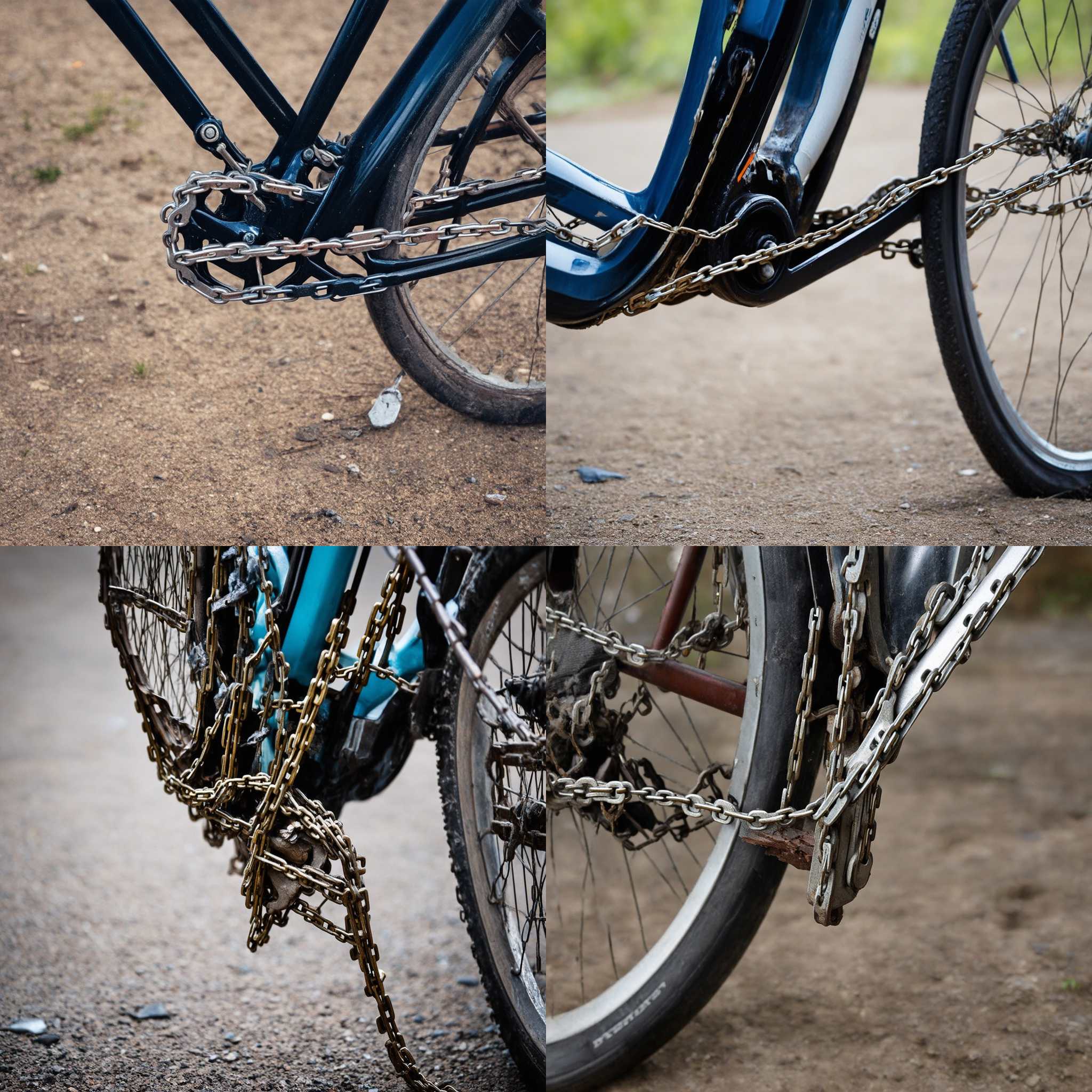 A bicycle with a broken chain