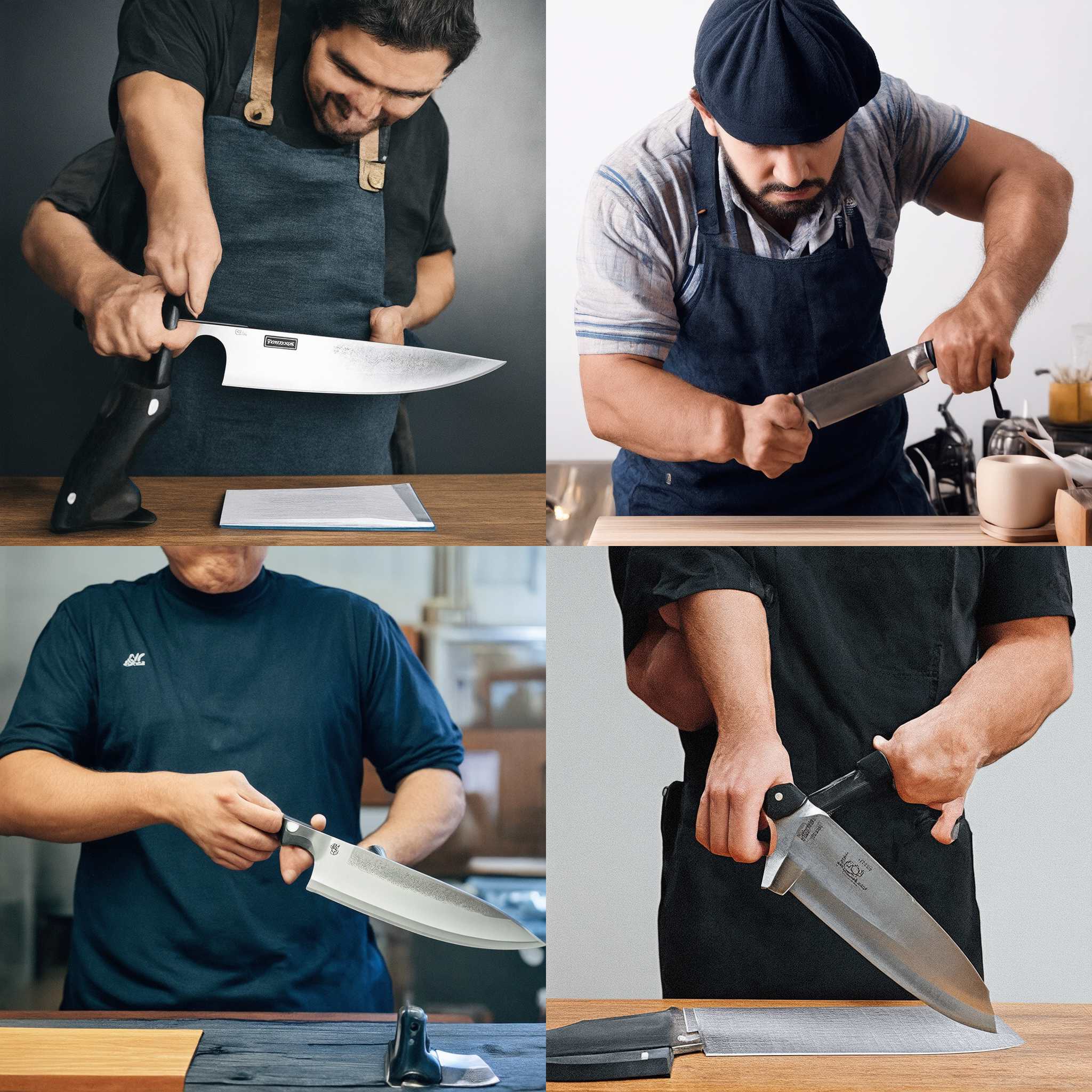 A chef sharpening a knife