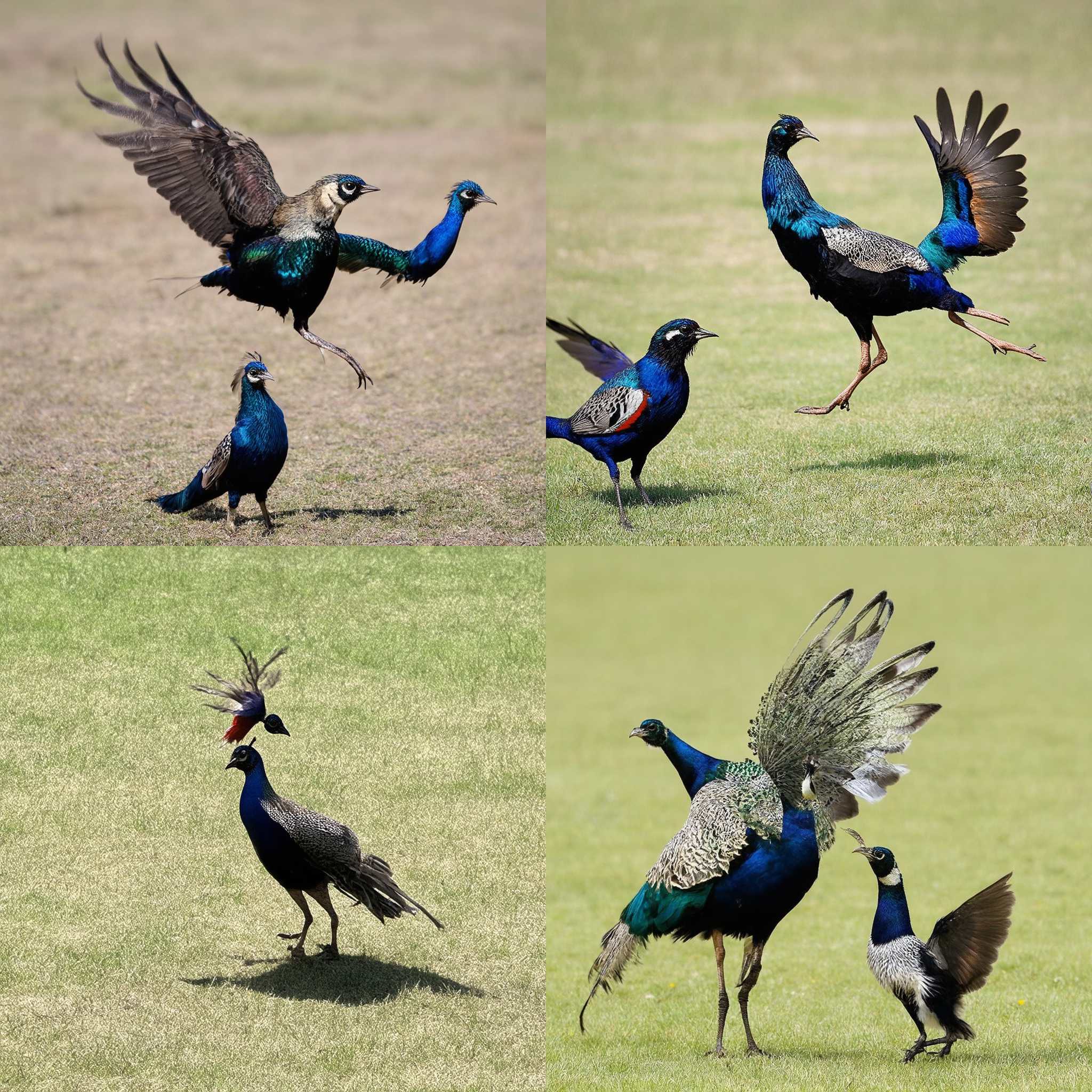 A peacock attracting a mate