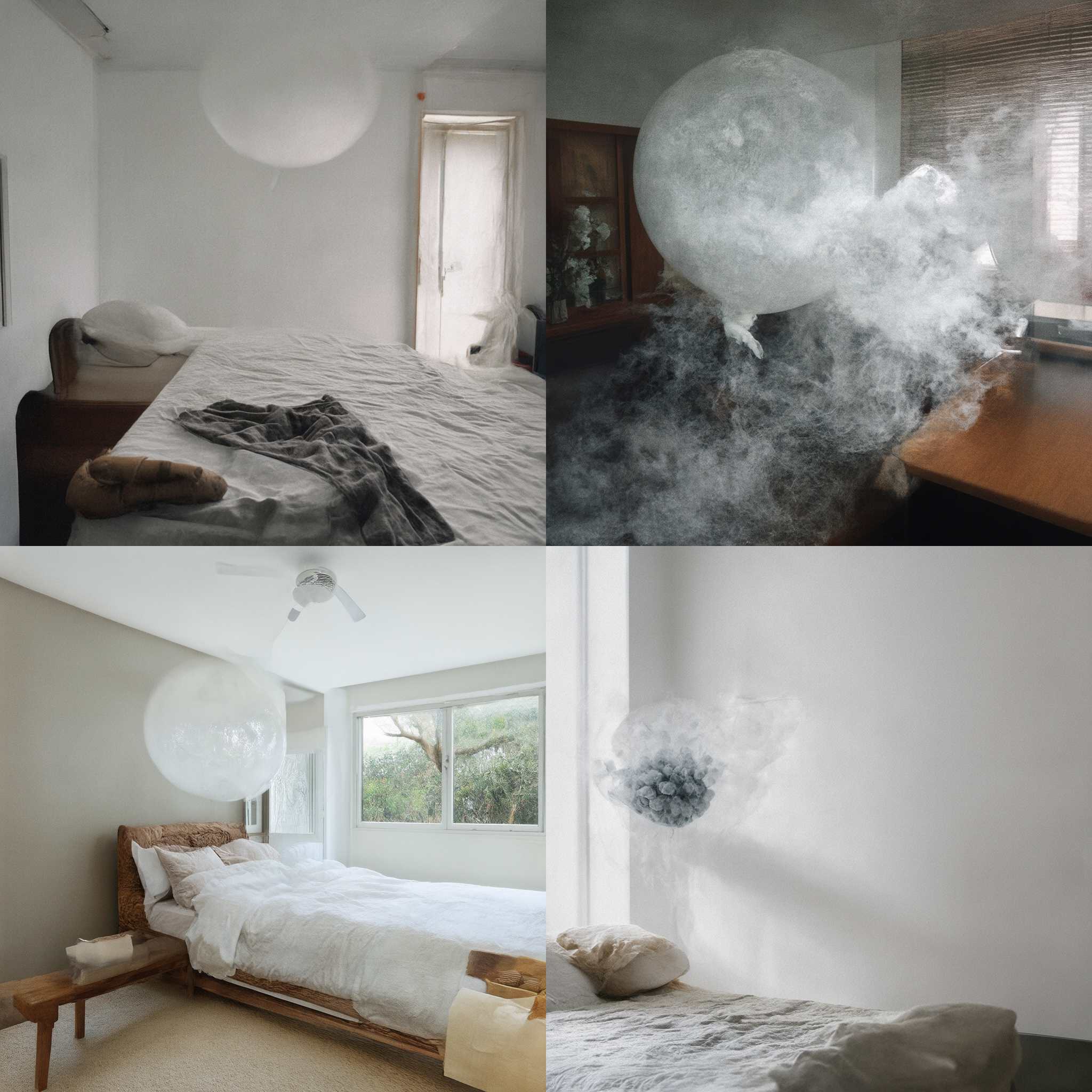 A balloon filled with air in the bedroom