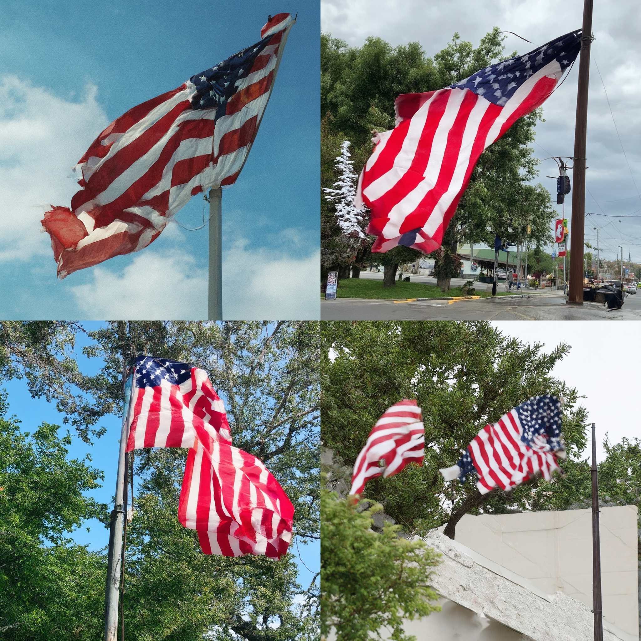 A flag on a pole on a windy day