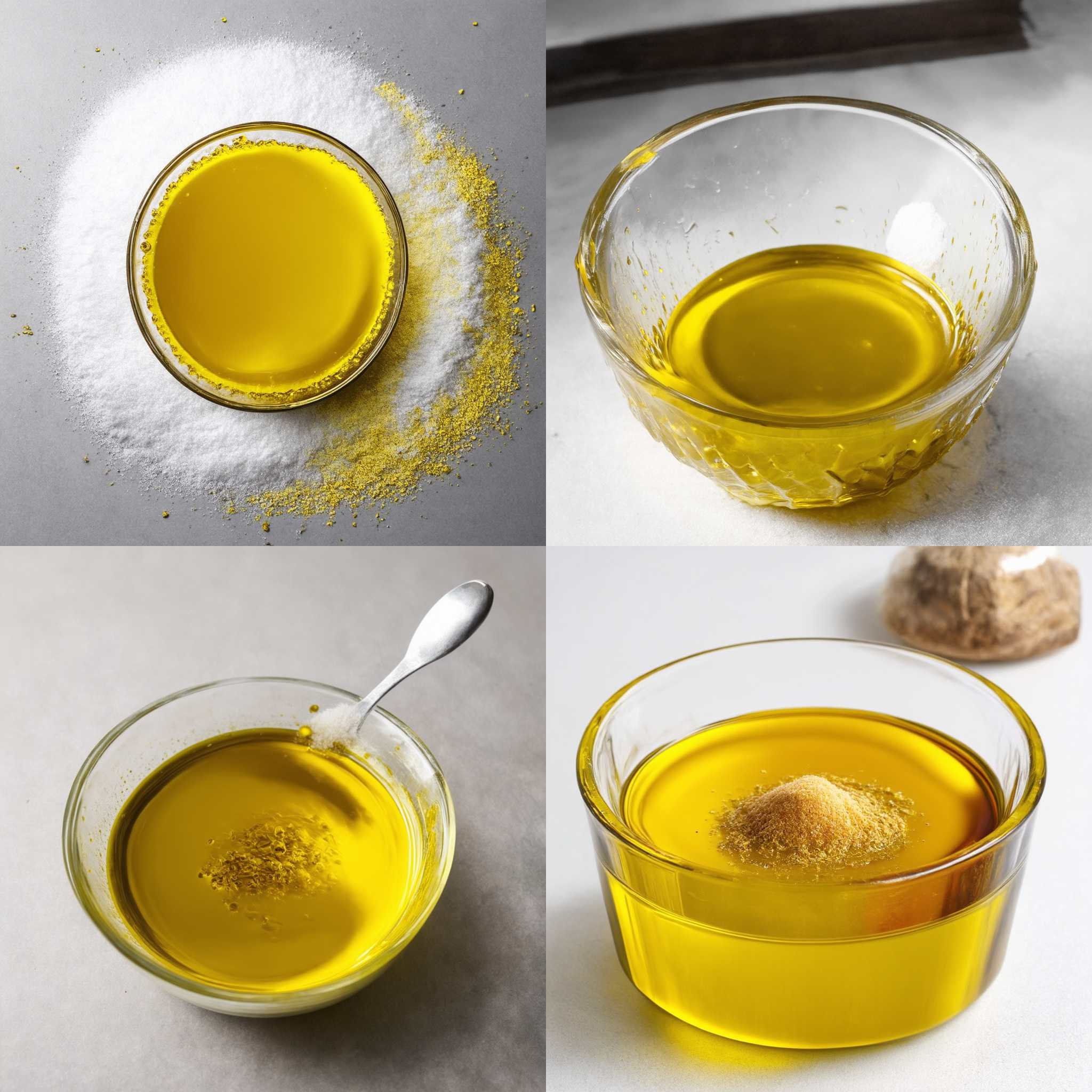 A glass of oil mixed with sugar