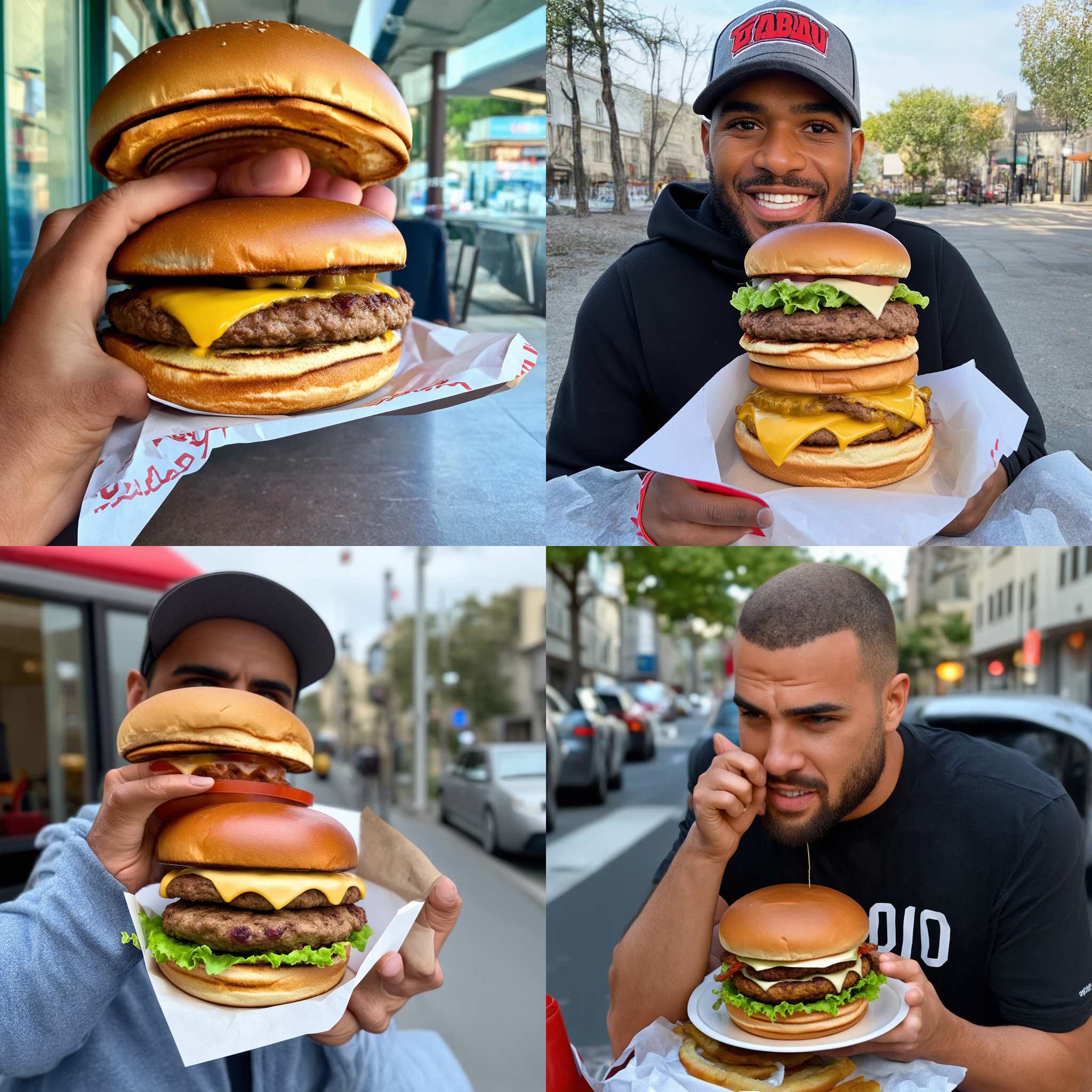 A person eating a burger