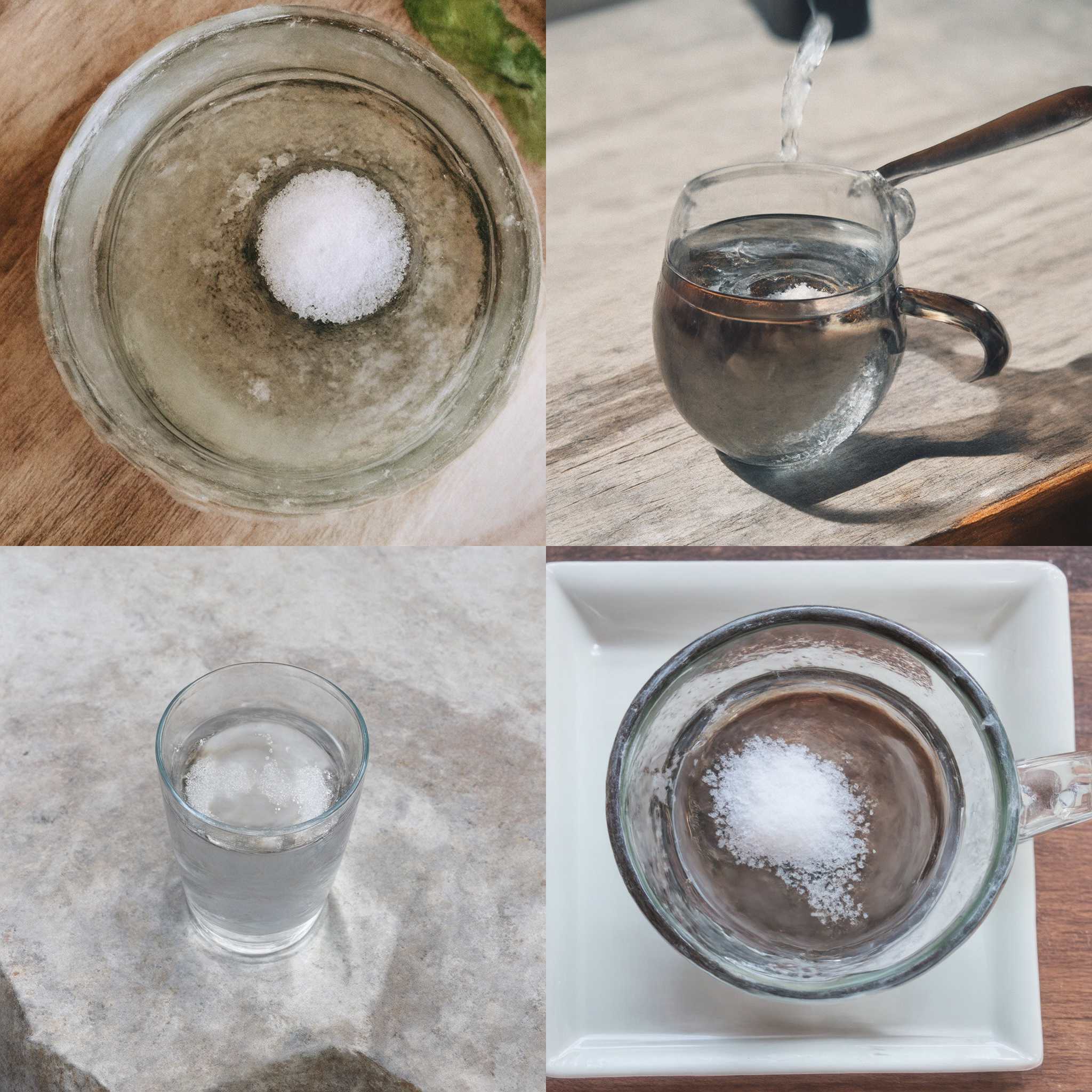 A cup of water with salt just added