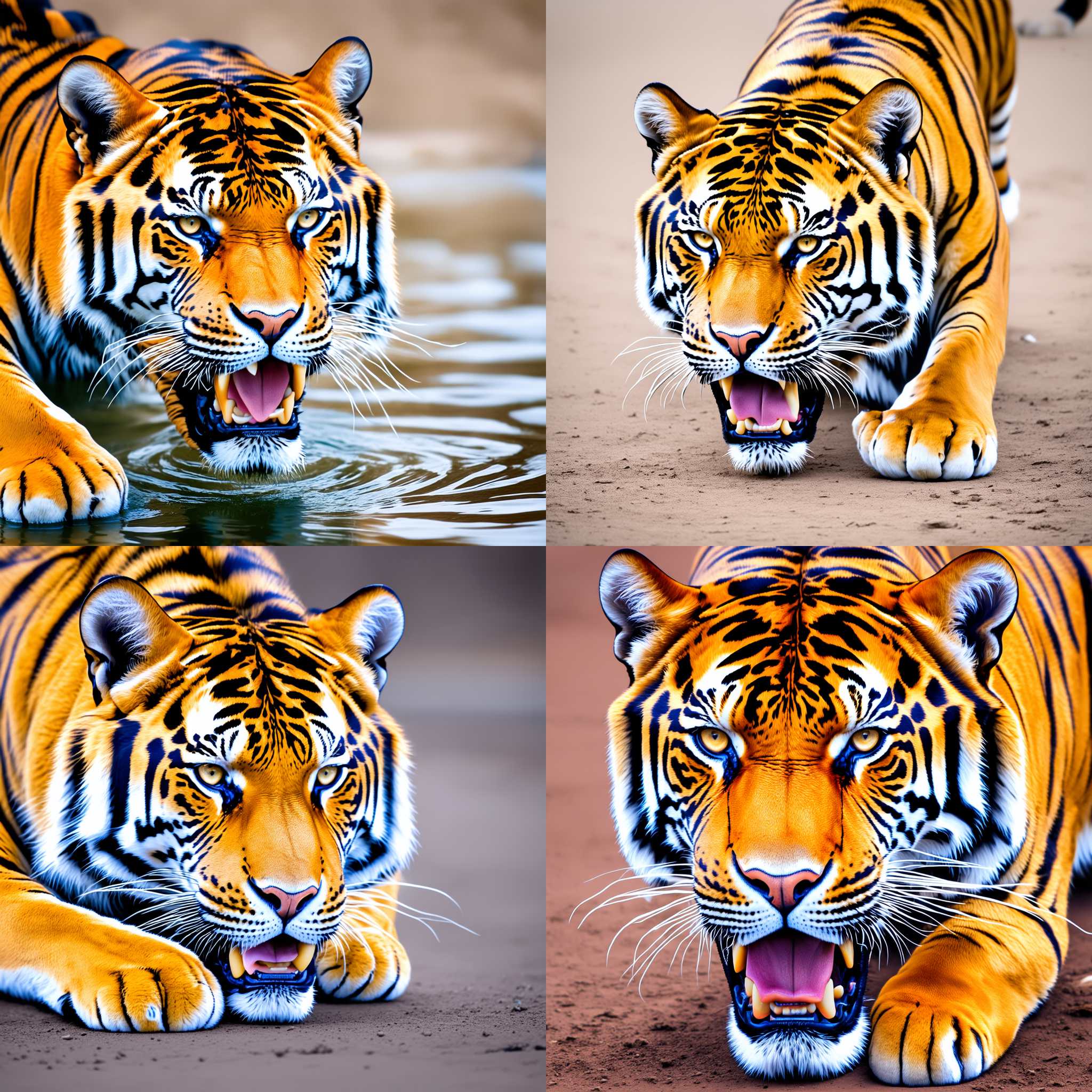 A tiger eating