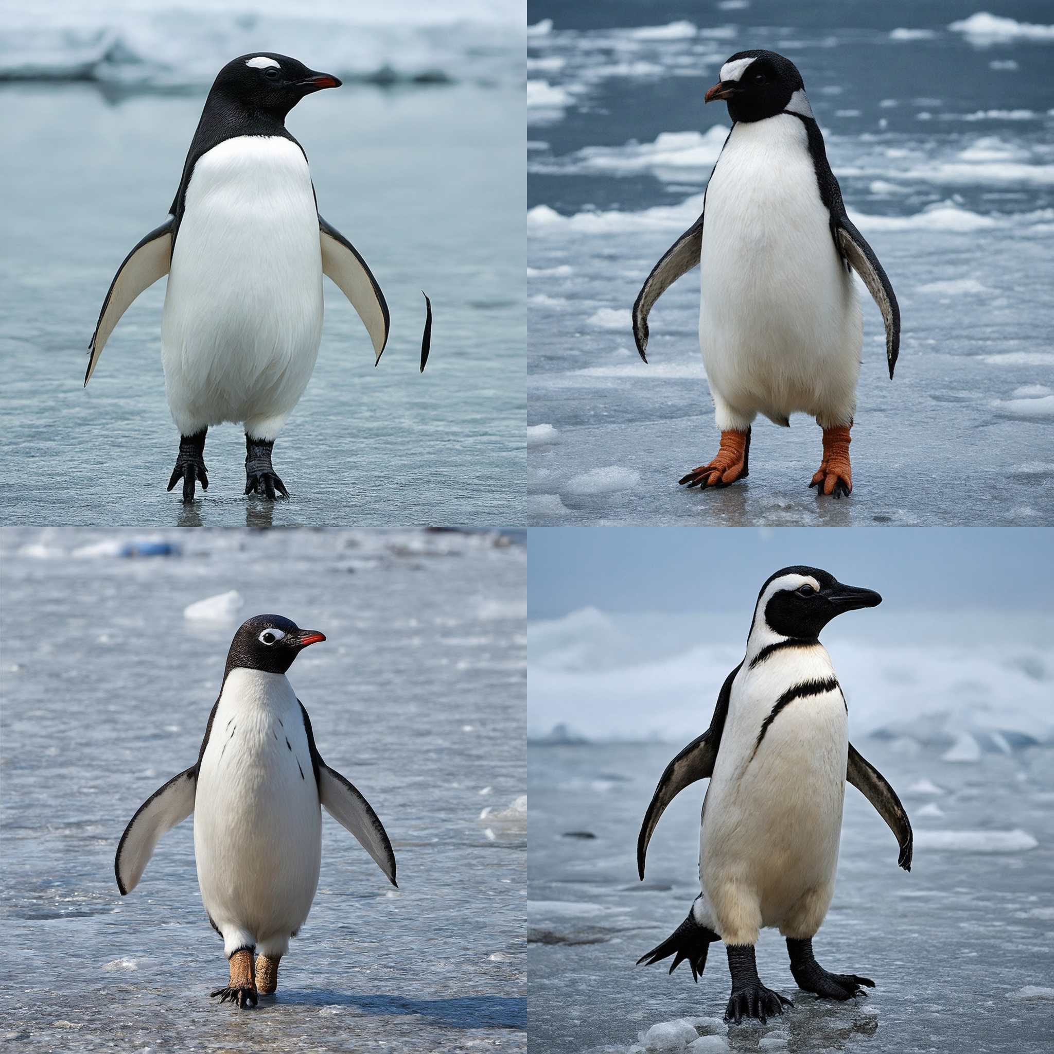 A penguin walking on ice