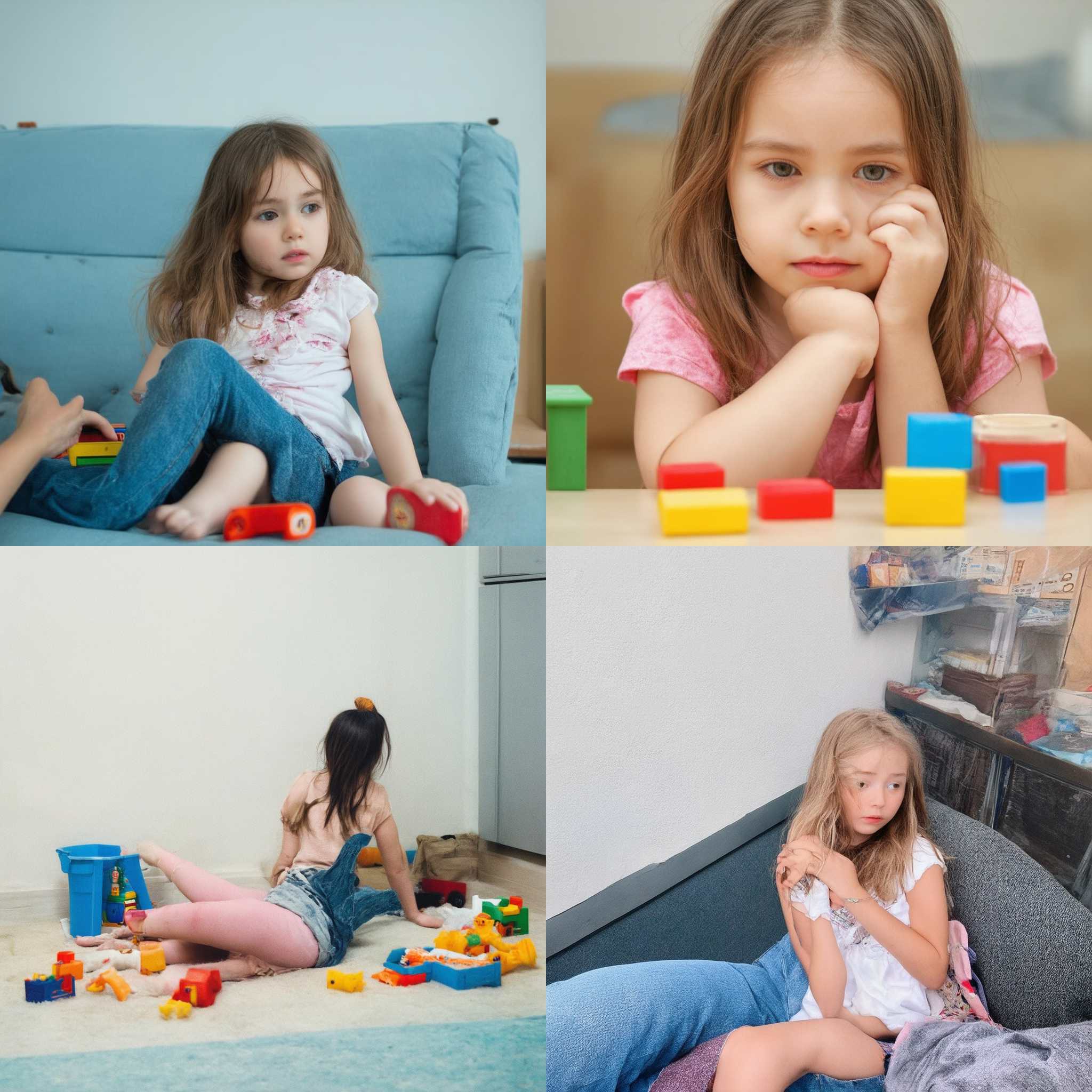 A child's reaction to her parent taking her toys away