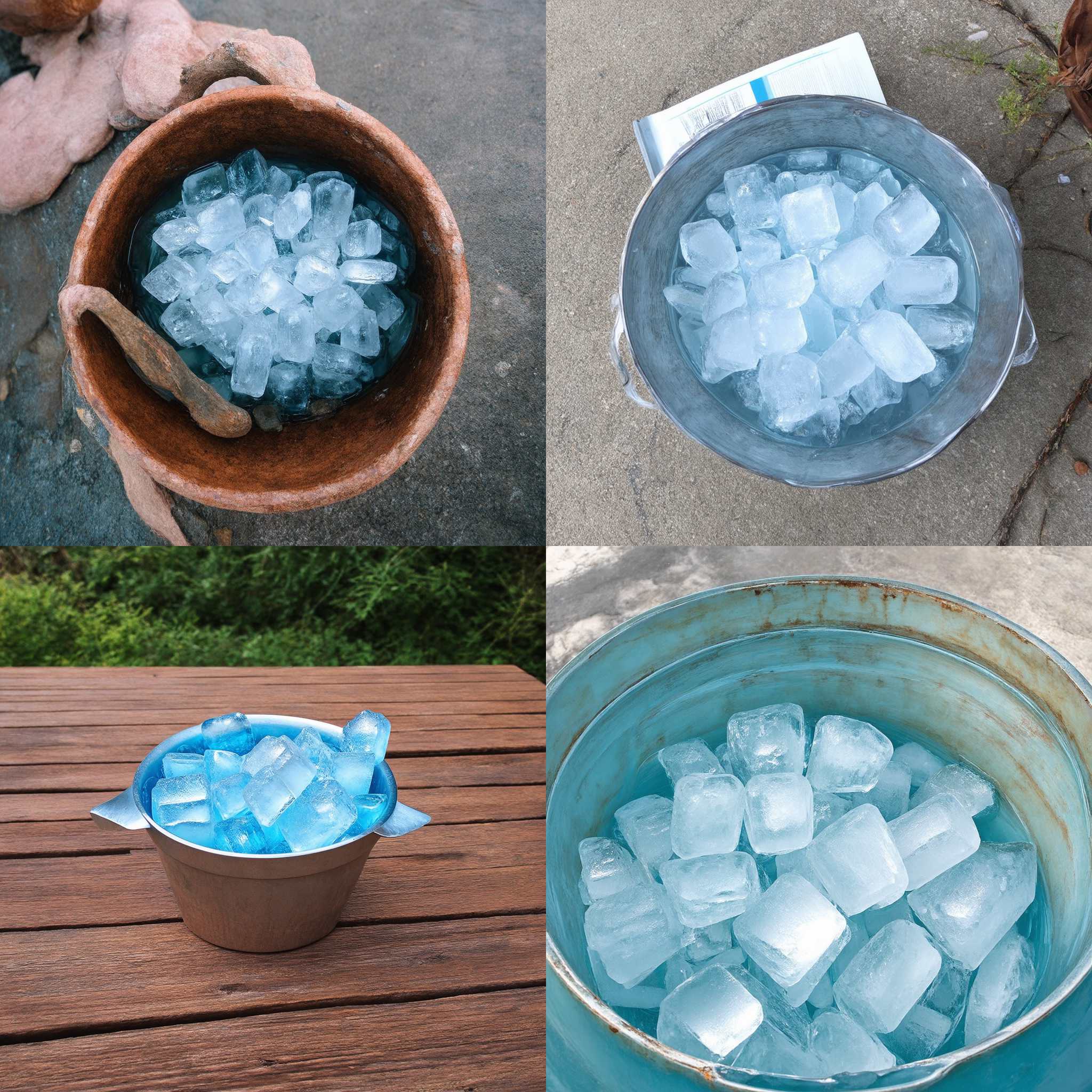 A pot of ice water on a cold day