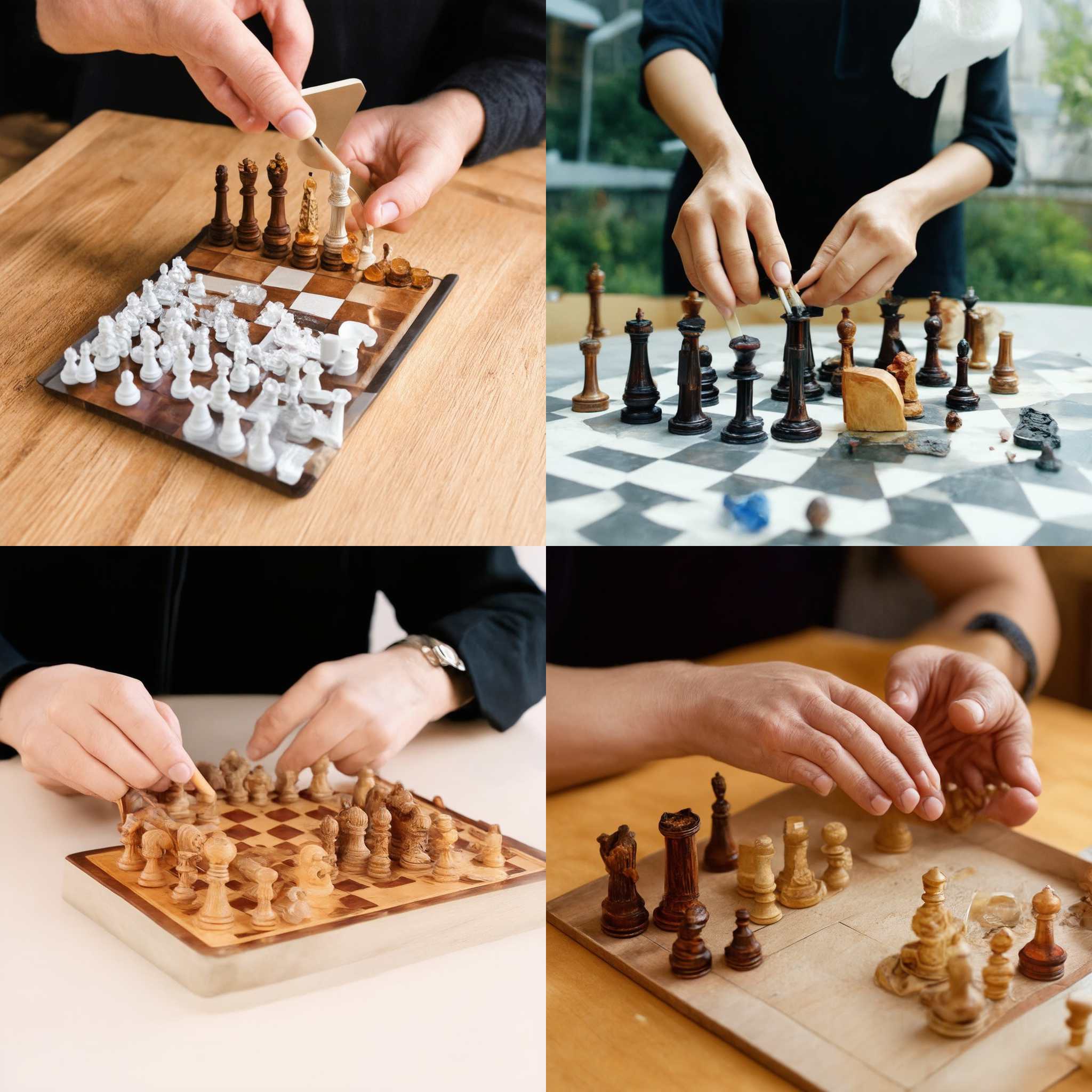 A chess player setting up pieces