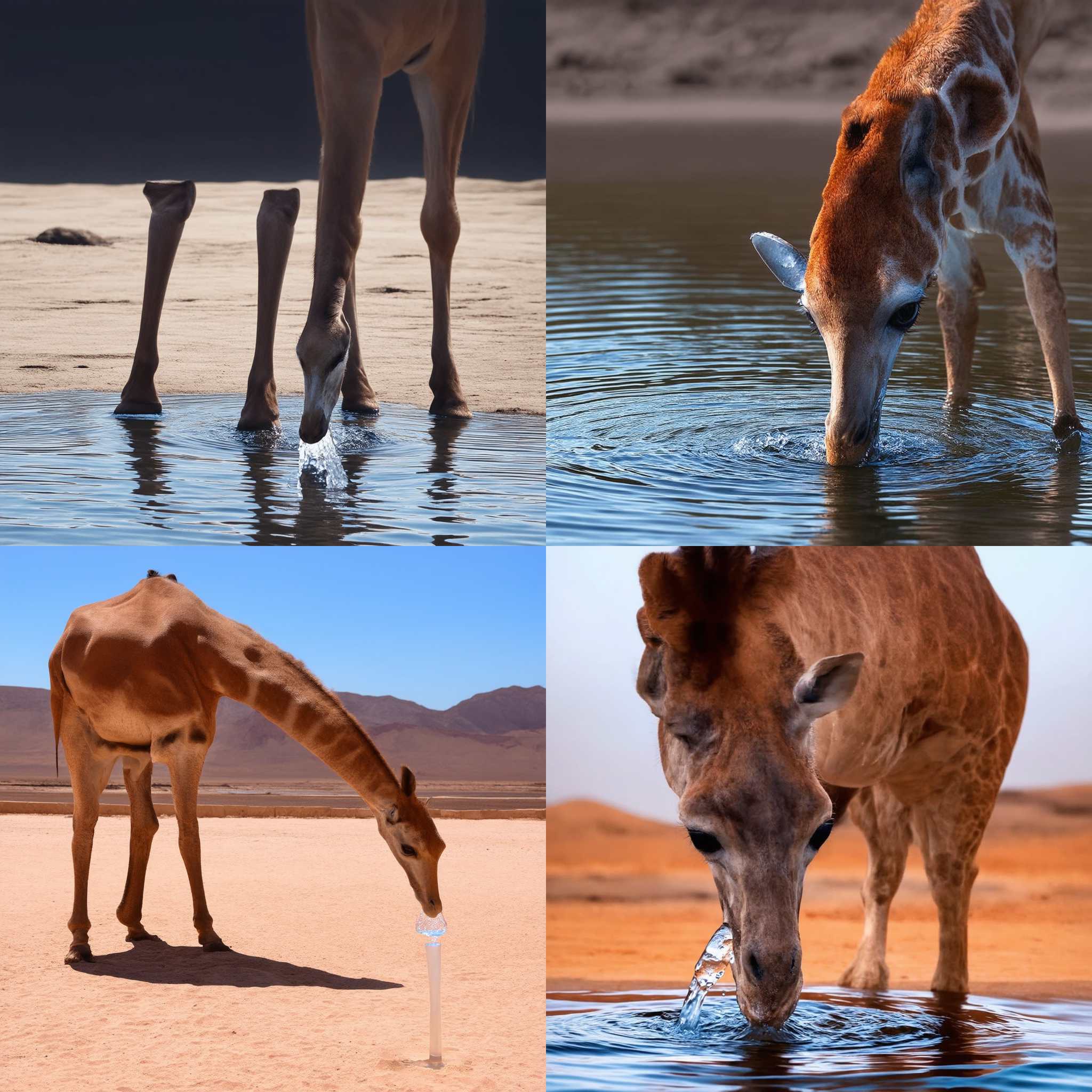 A giraffe drinking water