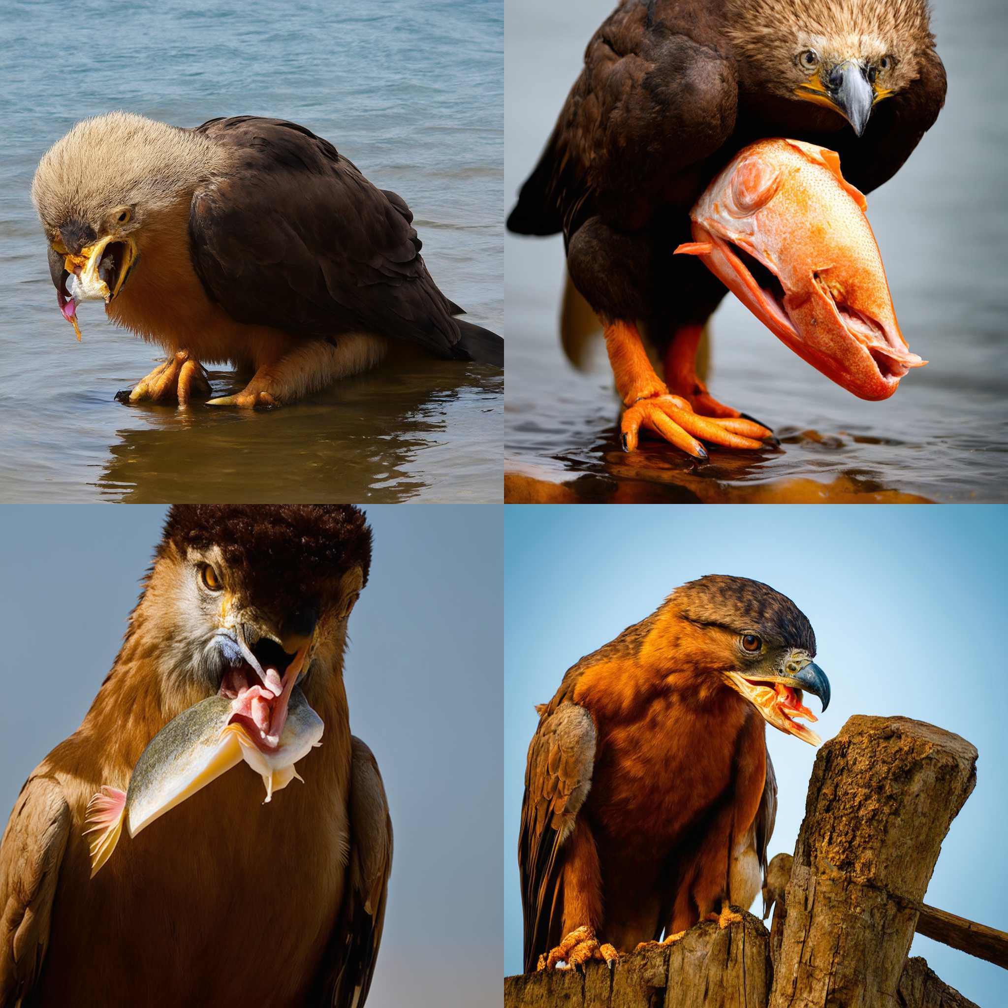 An eagle eating a fish