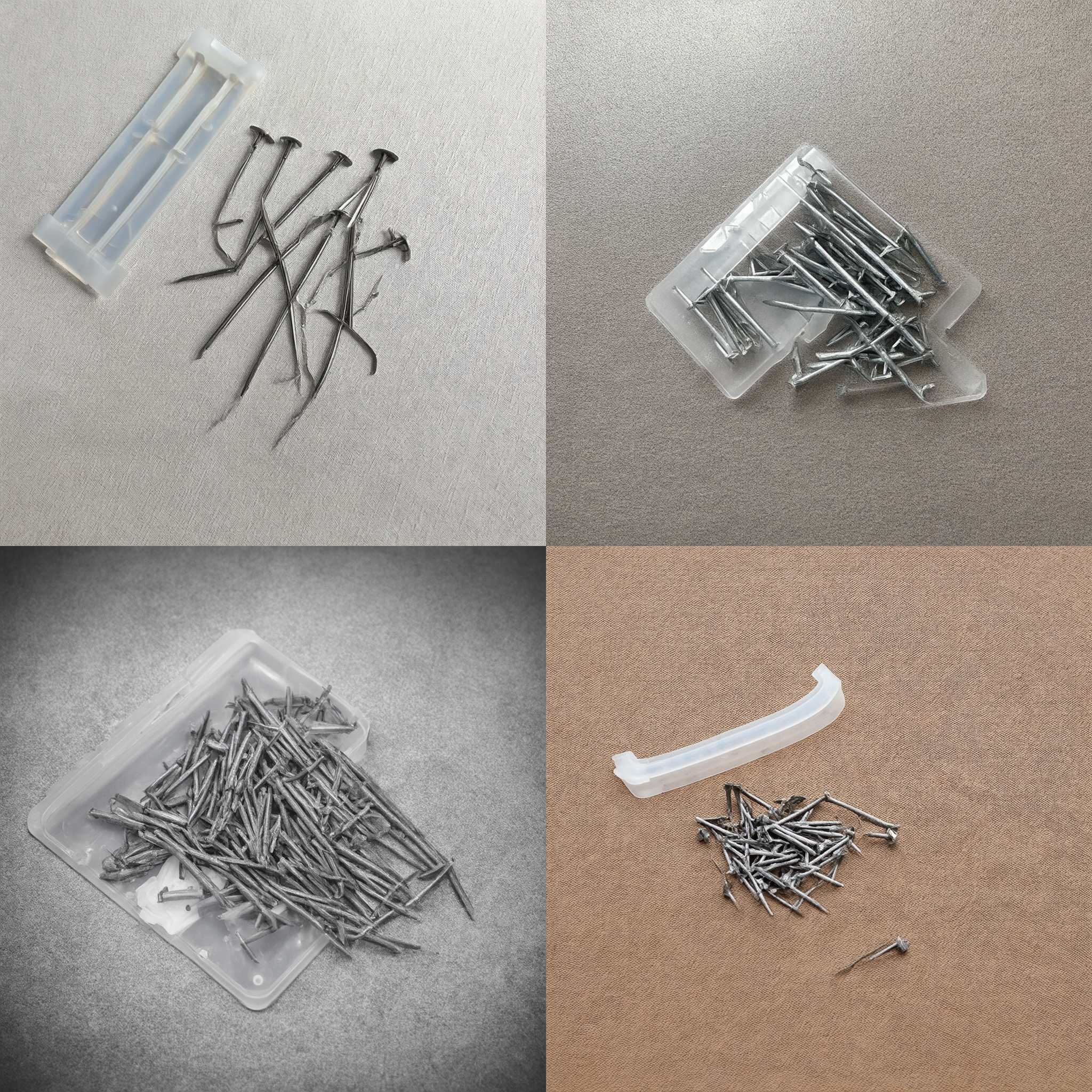 Iron nails and a plastic piece