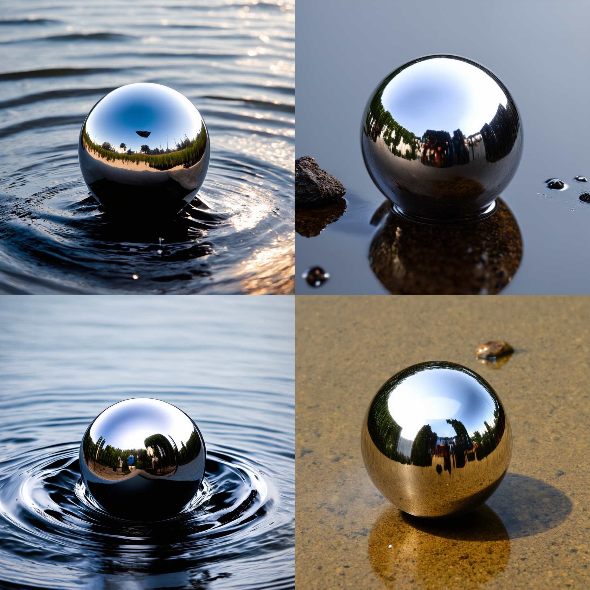 An iron ball in water