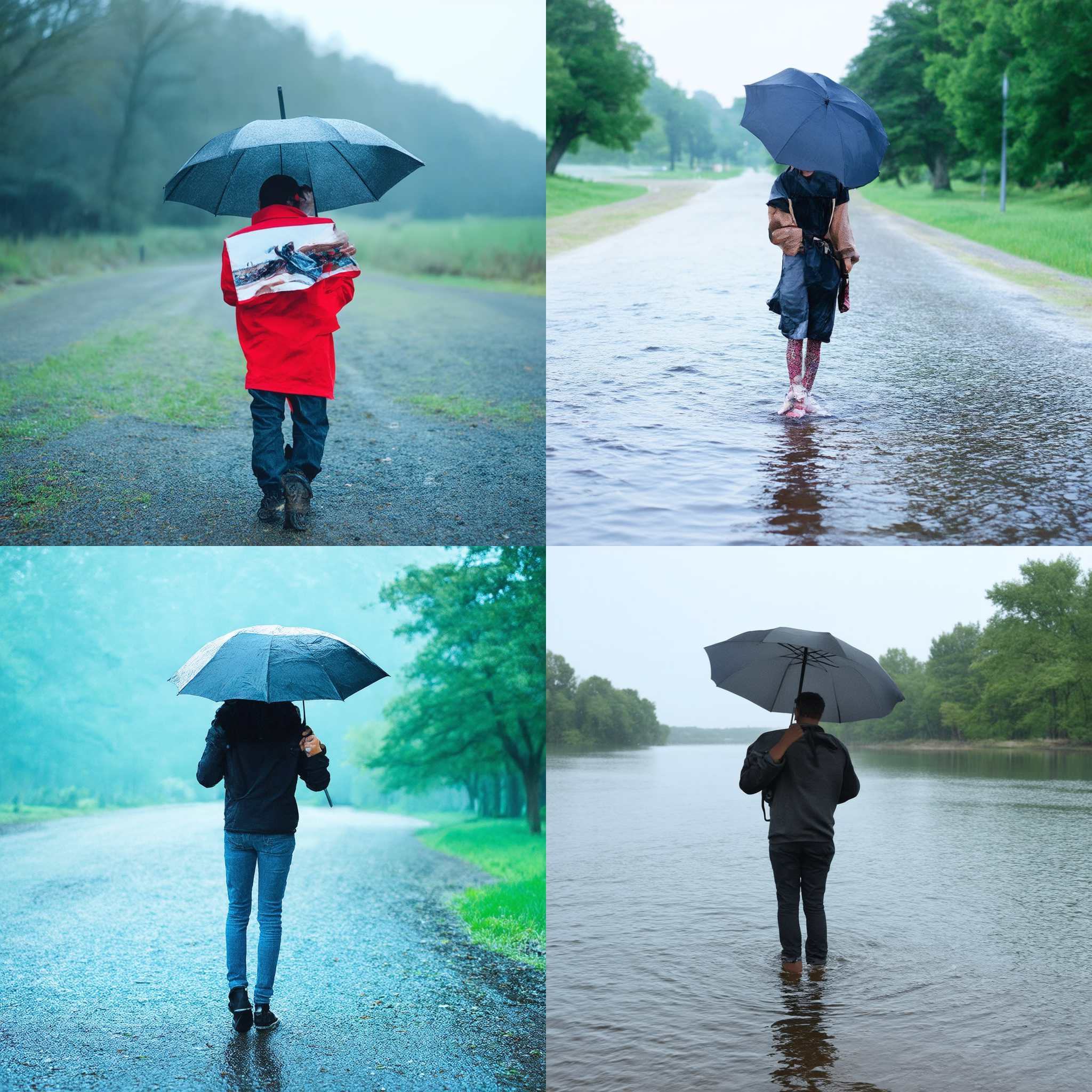 A person with an umbrella outside on a rainy day