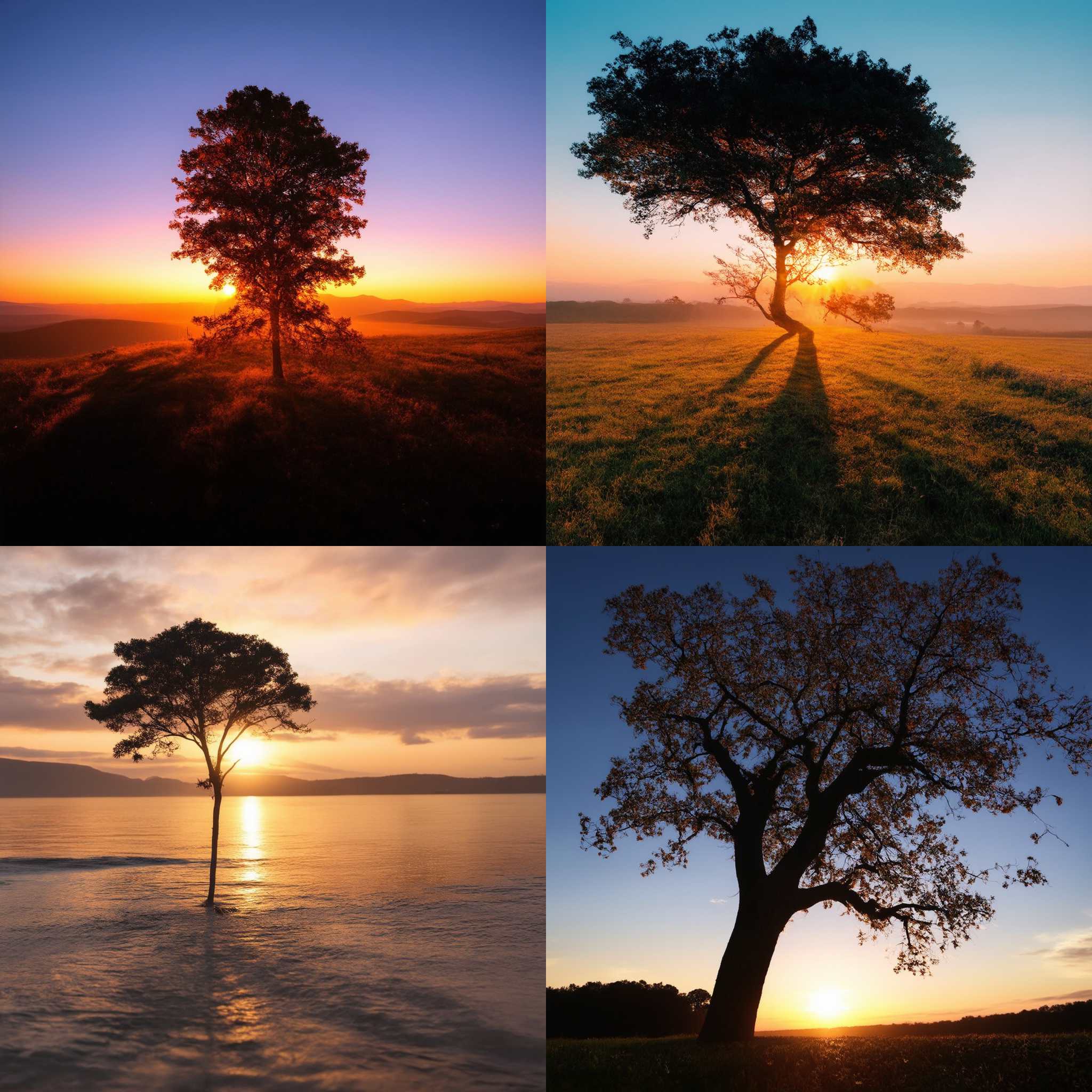 The shadow of a tree at sunset