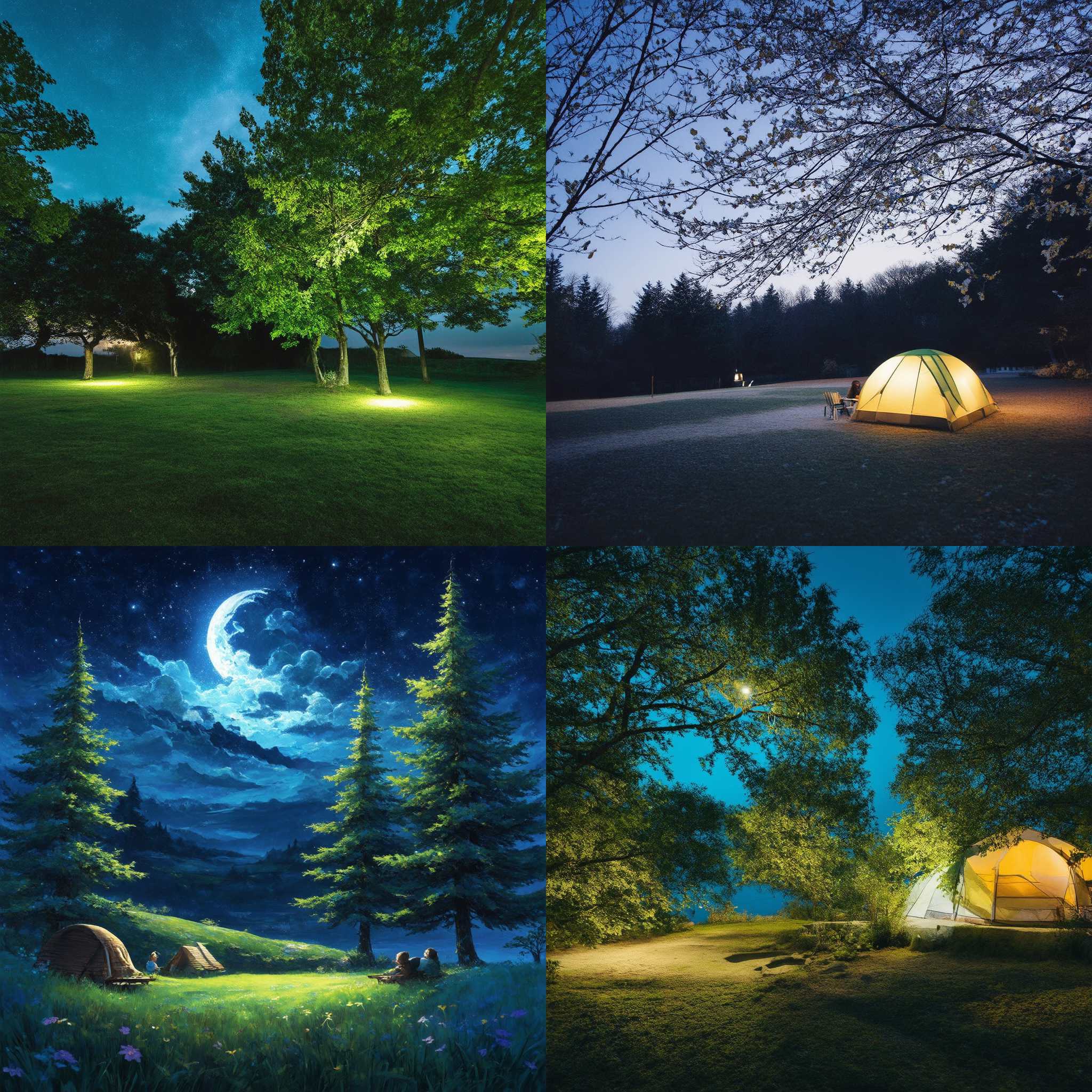 A campsite at night