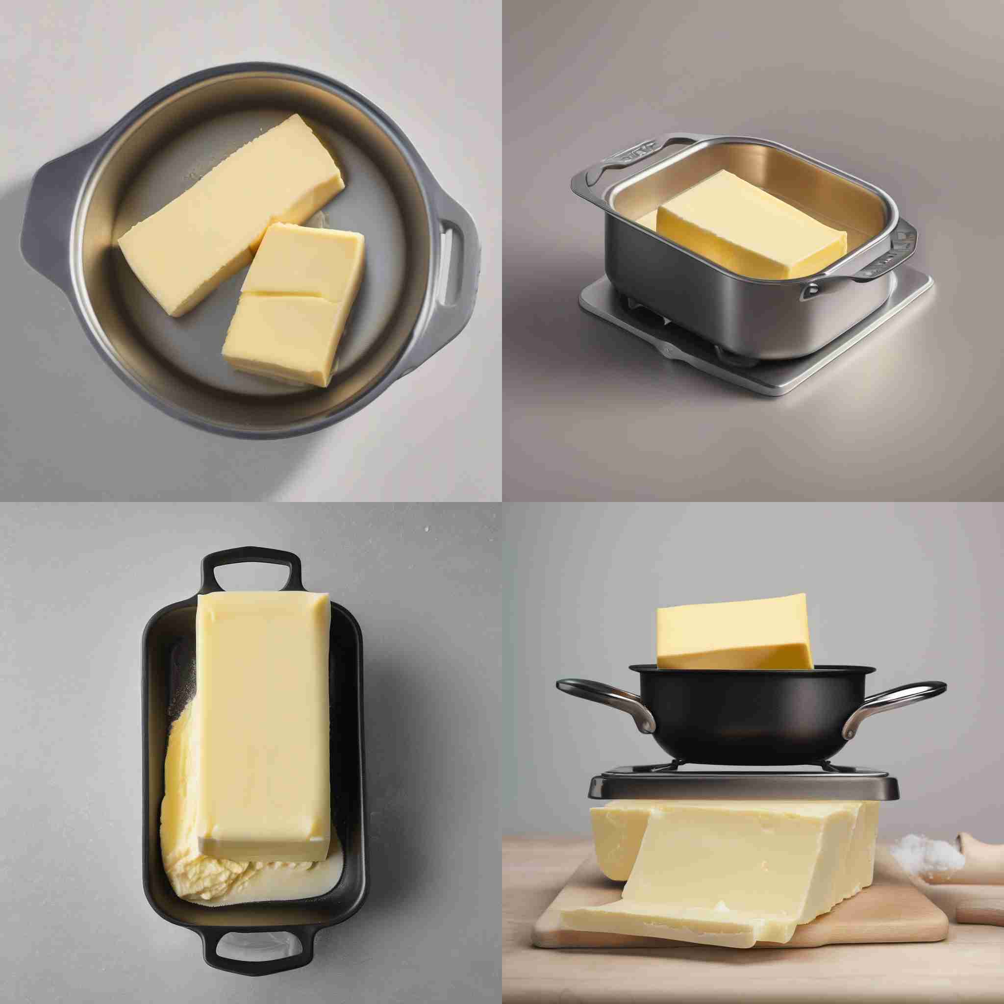 A piece of butter in a heated pan