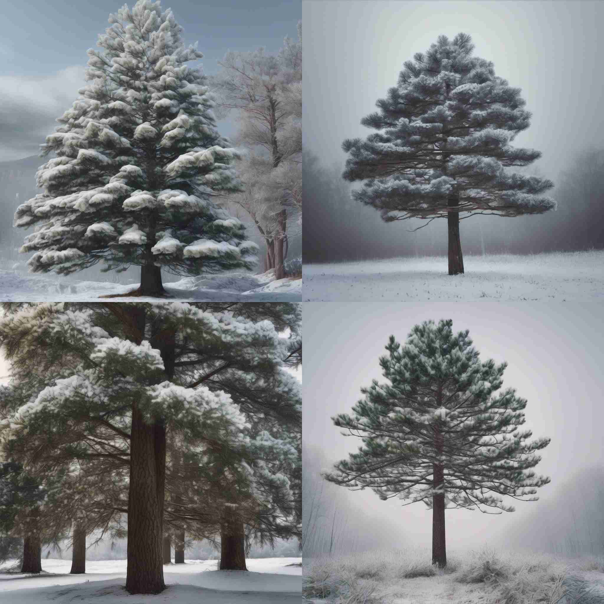 A pine tree in winter