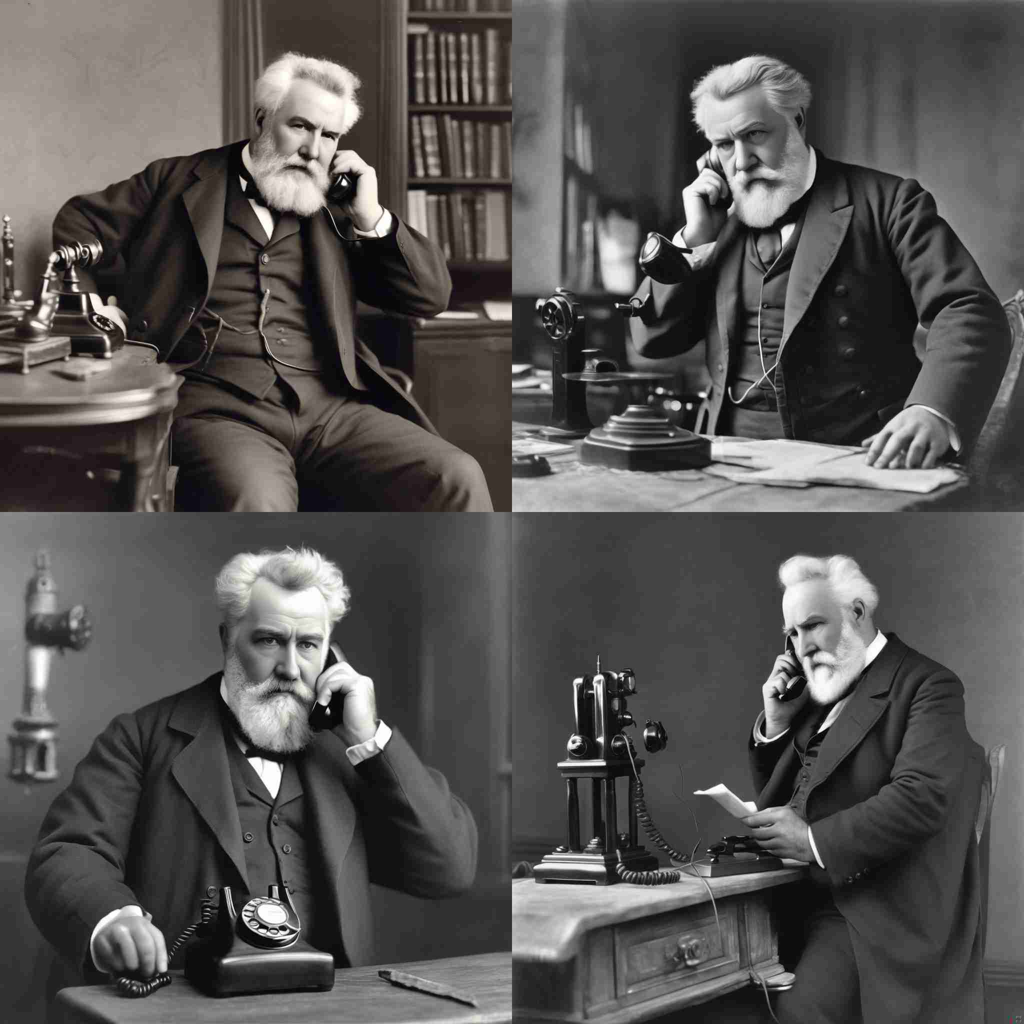 Alexander graham bell making a call