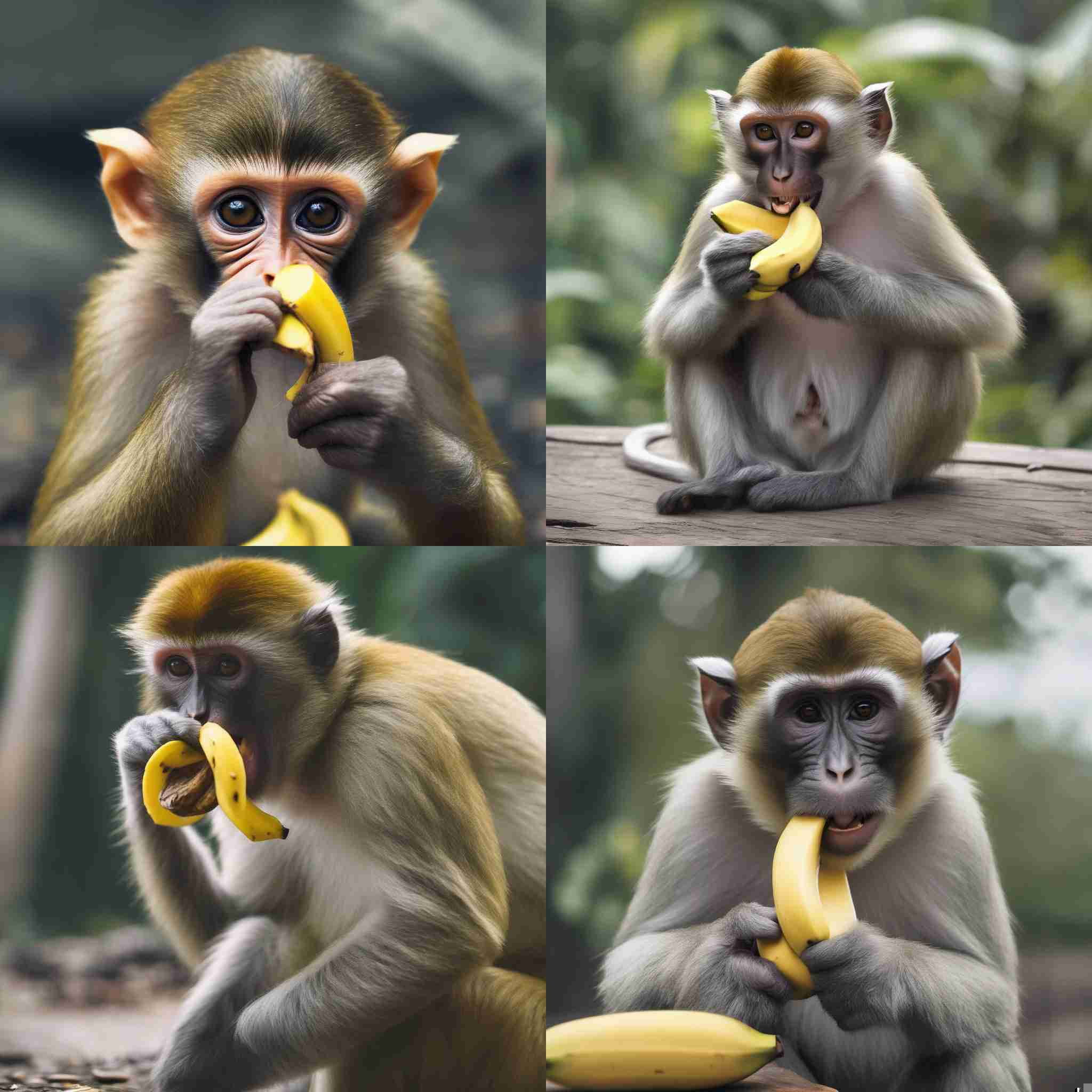 A monkey eating a banana