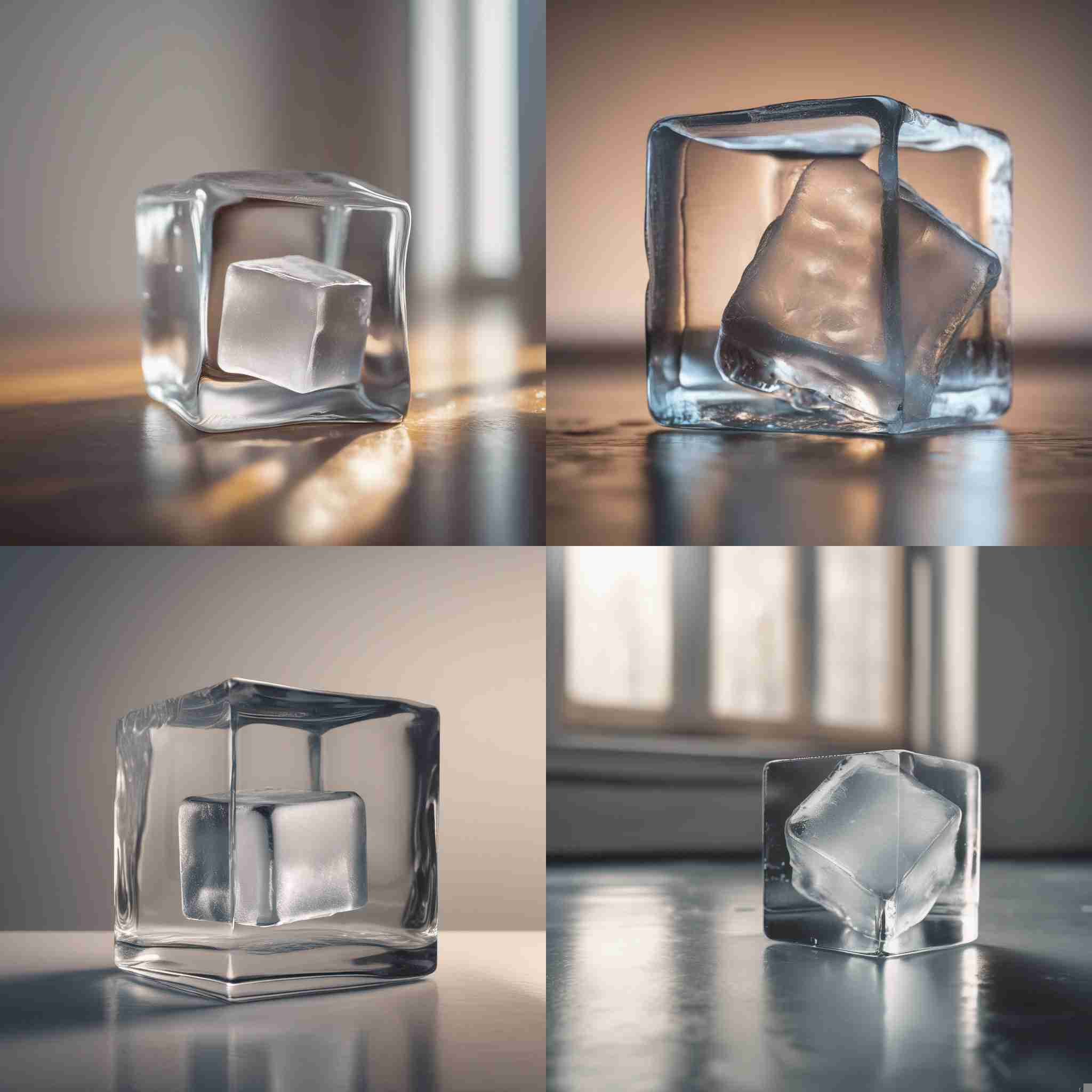 An ice cube in a warm room