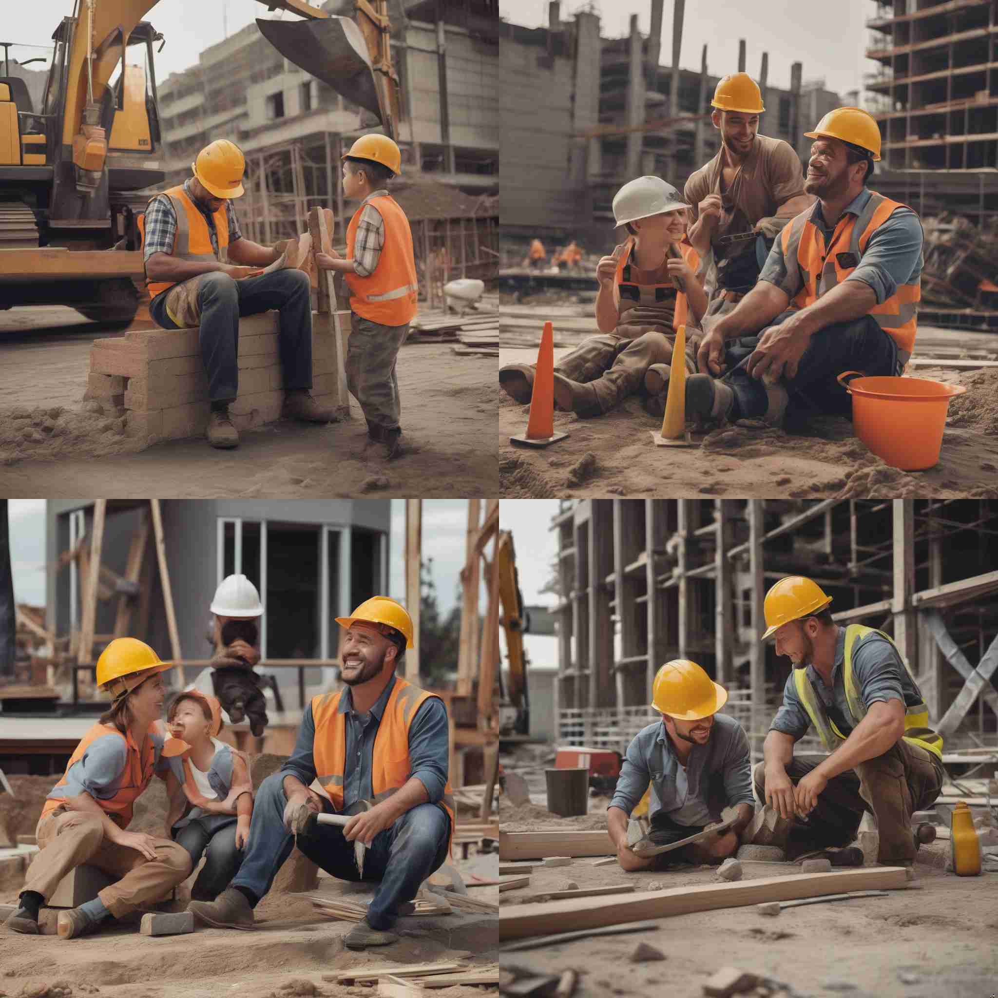 A construction worker enjoying family time after work