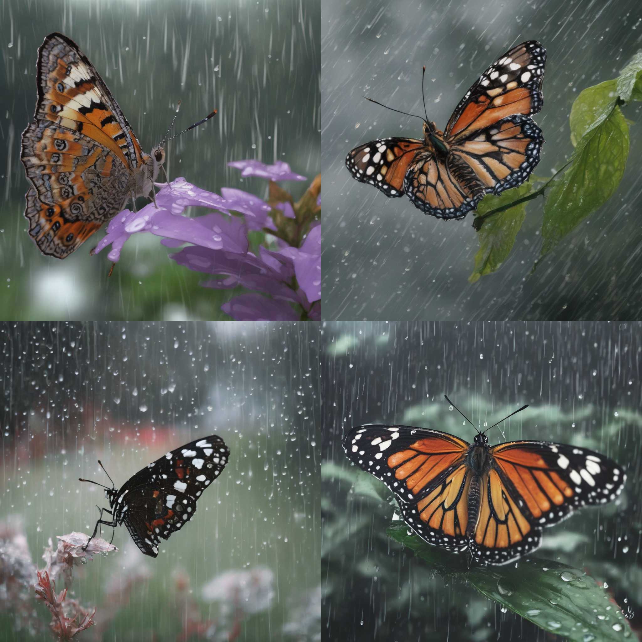 A butterfly on a rainy day