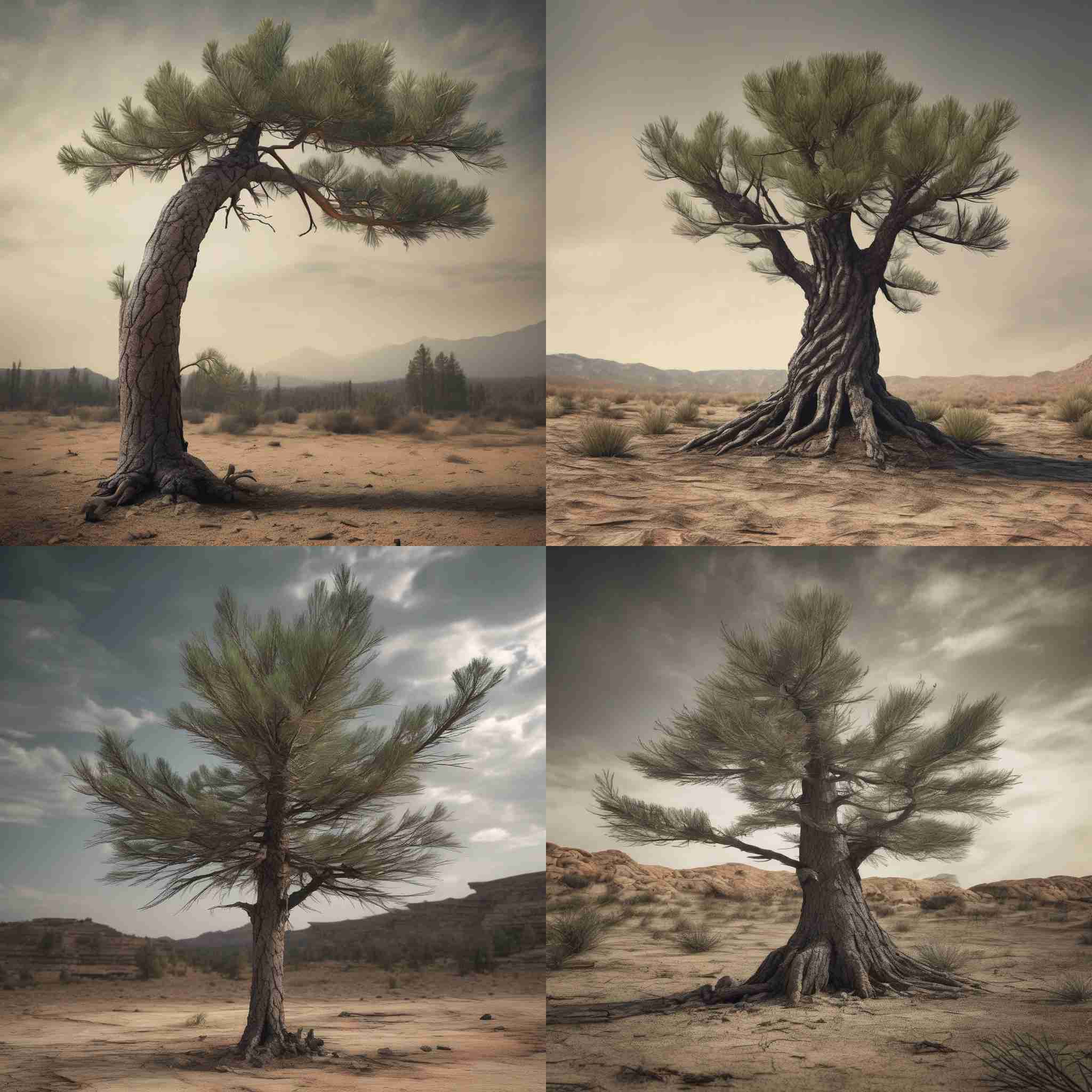 A pine tree in severe drought