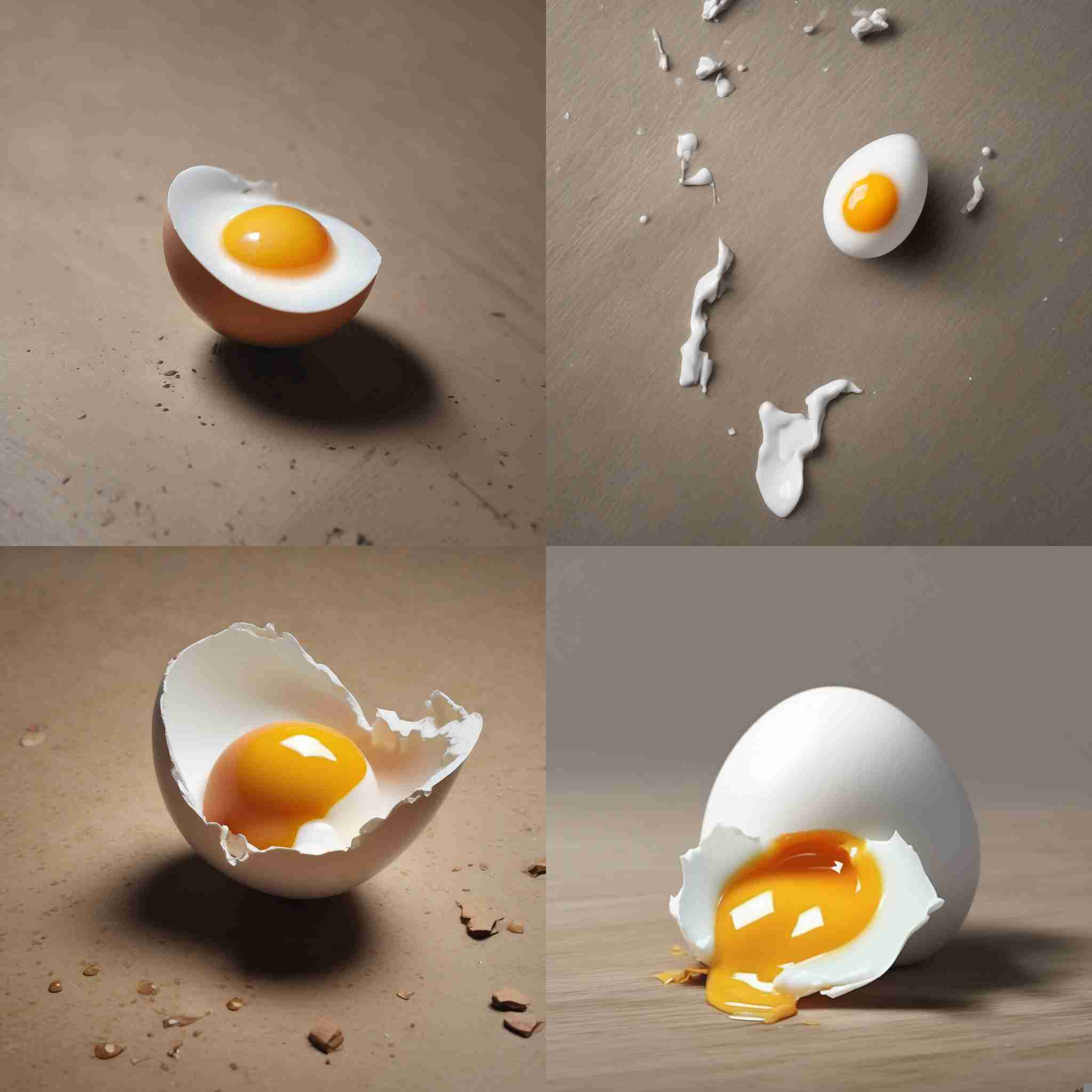 An egg dropped on the floor