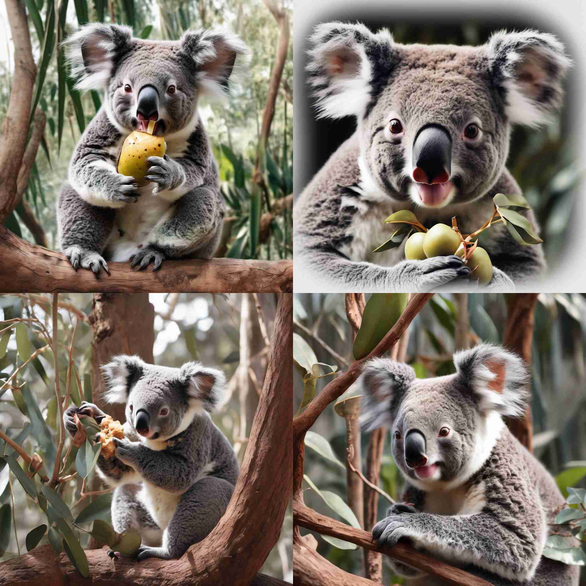 A koala eating