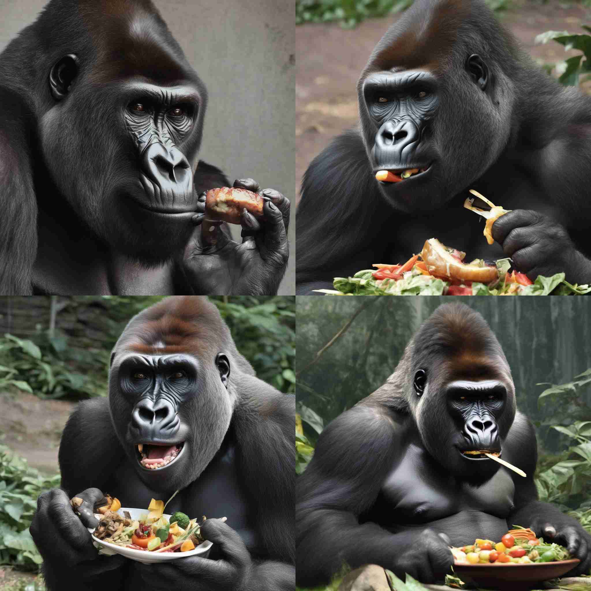 An eating gorilla
